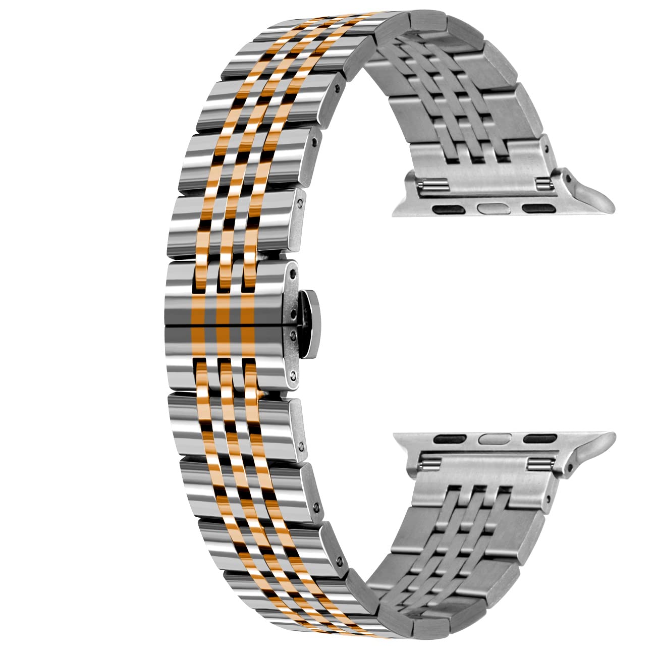 YISIWERA Stainless Steel Metal Watch Band for Apple Watch - Gold, Silver, Black Rose Glossy Ultra Band Compatible with iWatch Series 8/7/6/5/4/3/2/1/SE (38mm-49mm) - Durable & Stylish Strap for Men & Women - Perfect for Workouts, Office & Everyday Wear