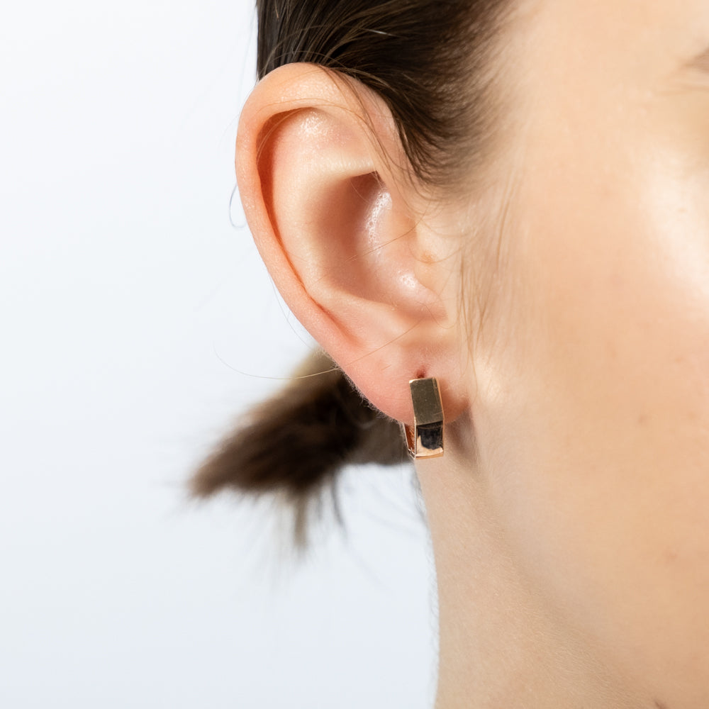 9ct Rose Gold Geometric Huggie Hoop Earrings 11.8mm - Elegant Dainty Jewelry for Women, Perfect for Everyday Wear, Parties & Special Occasions