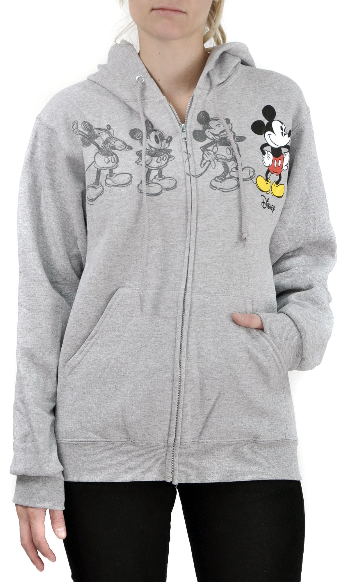Disney Women's Mickey Mouse Classic Animation Zip Hoodie Sweatshirt - Cozy Pullover for Casual Wear, Lounge & Outfits