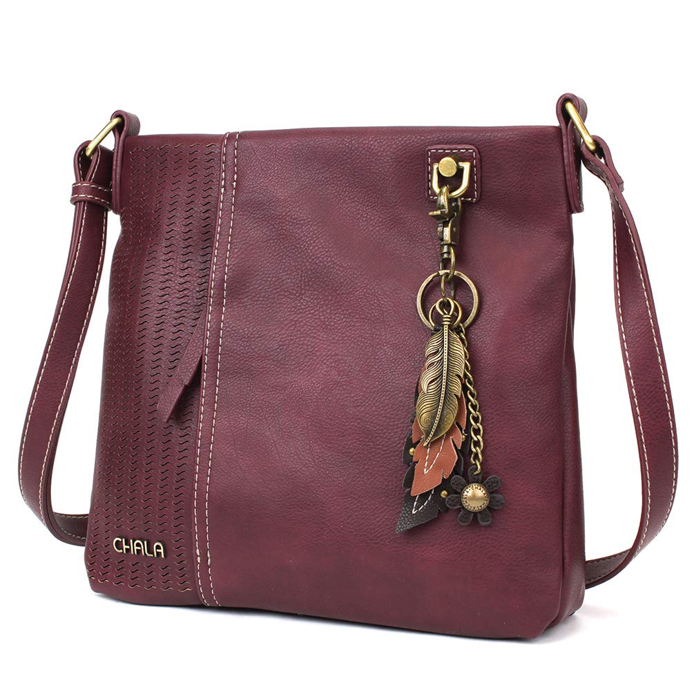 CHALA Women's Laser Cut Crossbody Bag - Faux Leather Purse in Plum Color for Casual Outings, Shopping & Travel | Stylish & Lightweight Handbag