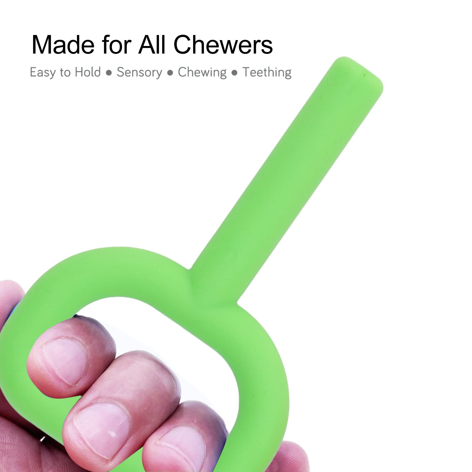 2Pcs Handheld Chew Toys for Kids - D-Shaped Silicone Sensory Teething Toys for Autism, ADHD & Anxiety Relief - BPA-Free Chewable Necklace for Oral Stimulation & Stress Relief - Perfect for School, Travel & Sensory Therapy