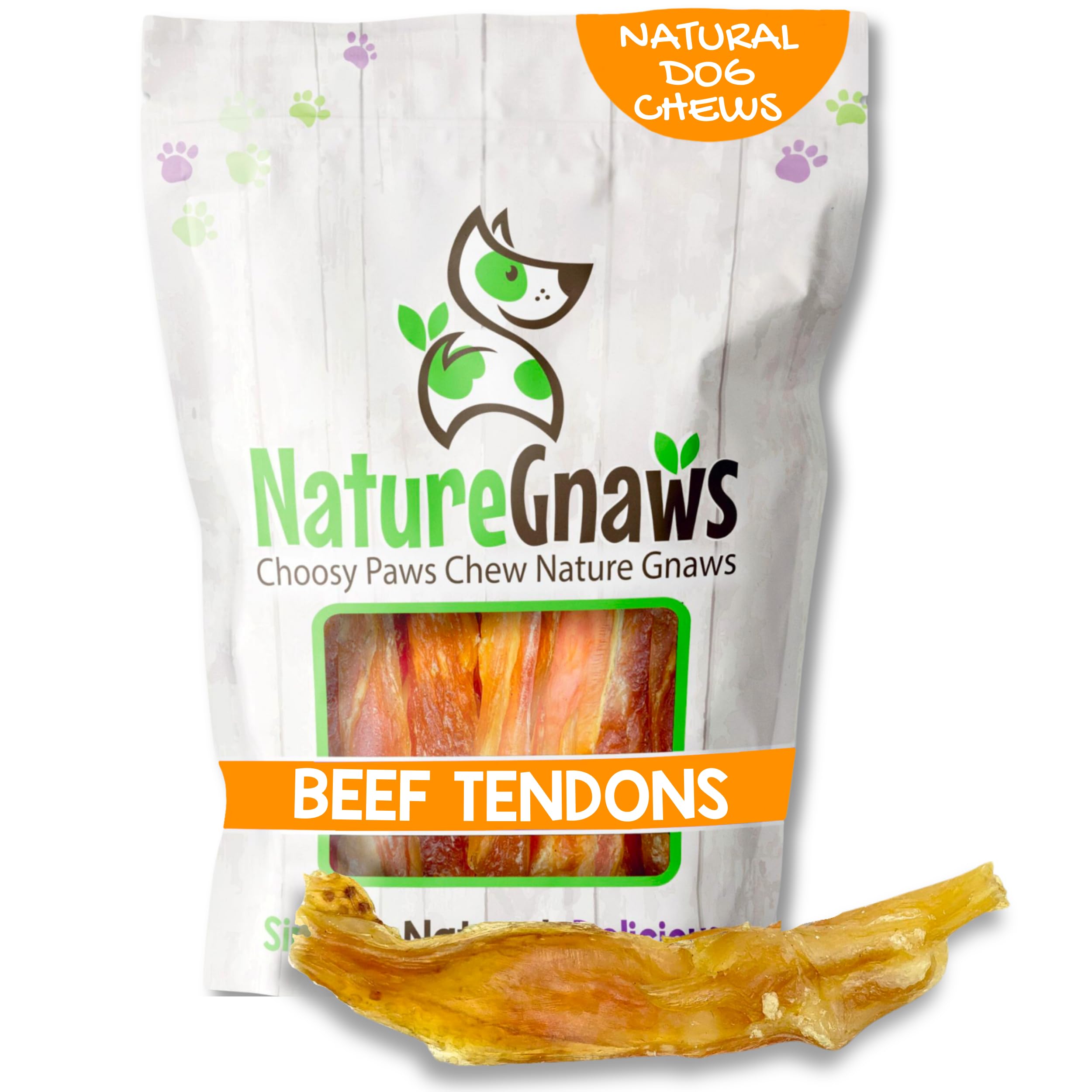 Natural Beef Tendon Dog Chews - 4-5 Inch Rawhide-Free Treats for Small & Medium Dogs (12 Count) | Long-Lasting Dental Chews | High-Protein Training Snacks for Puppies & Adult Dogs | Perfect for Crate Training, Teething Relief & Anxiety Soothing