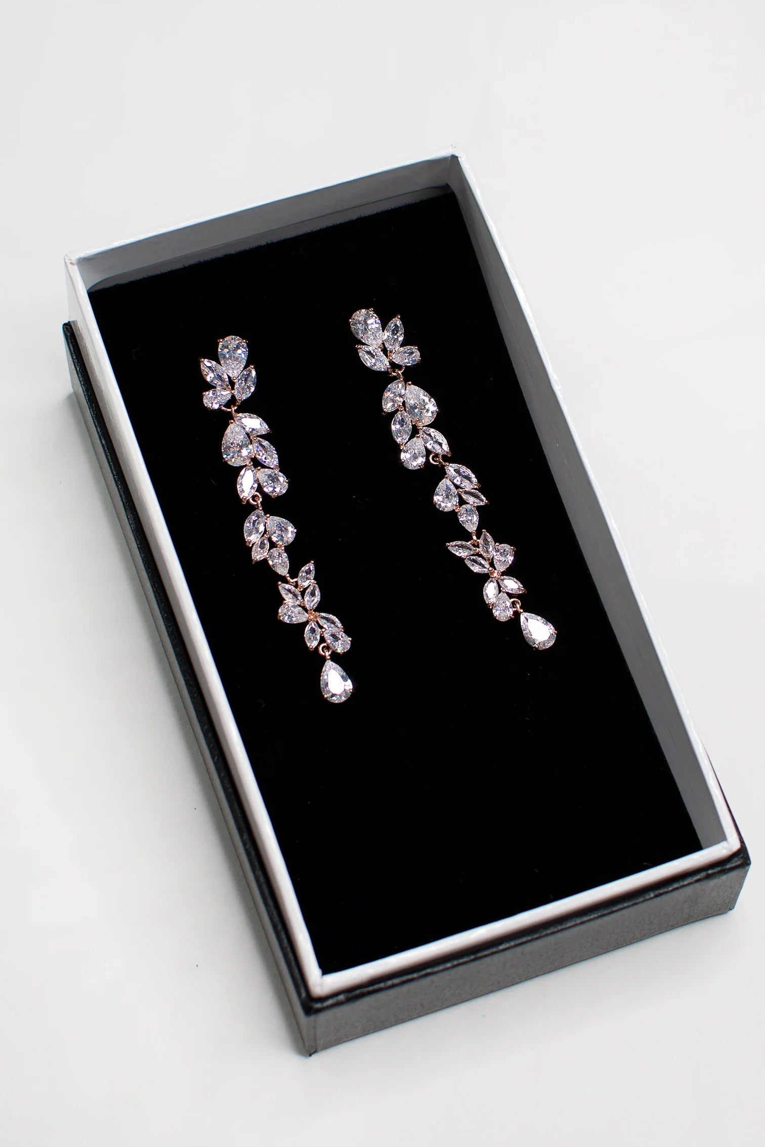Claudine Crystal Cluster Long Drop Bridal Earrings - Elegant Wedding Jewelry for Brides, Bridesmaids & Formal Events | Perfect for Weddings, Prom & Evening Occasions
