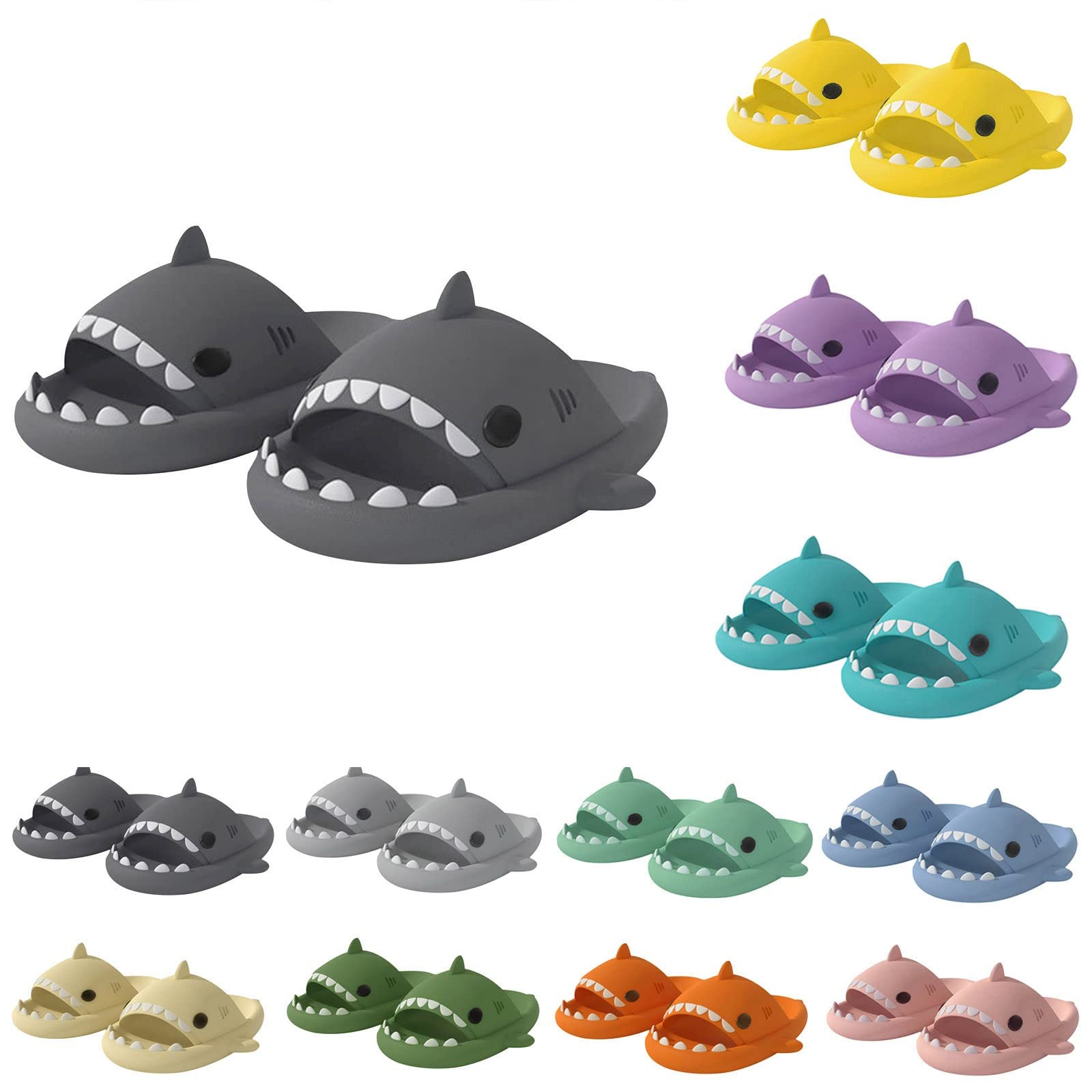 Shark Slippers for Women & Men - Non-Slip Open Toe Cloud Slides with Lightweight Sole | Novelty Shark Sandals for Casual Wear at Home, Beach & Poolside