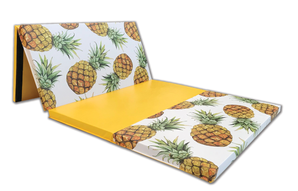 4' x 8' Thick Folding Gymnastics Mat - Non-Slip Pineapple Design for Home Gym, Yoga & Tumbling Practice - Perfect for Kids and Adults Exercise