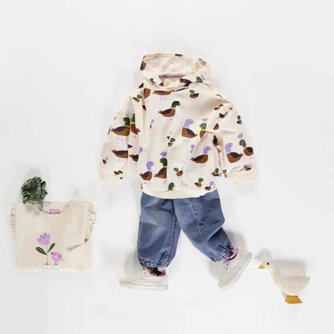 Mini Mouse Hoodie with Duck Print - Cute Cartoon Animal Sweatshirt for Kids & Teens - Perfect for Casual Wear, School, and Playdates
