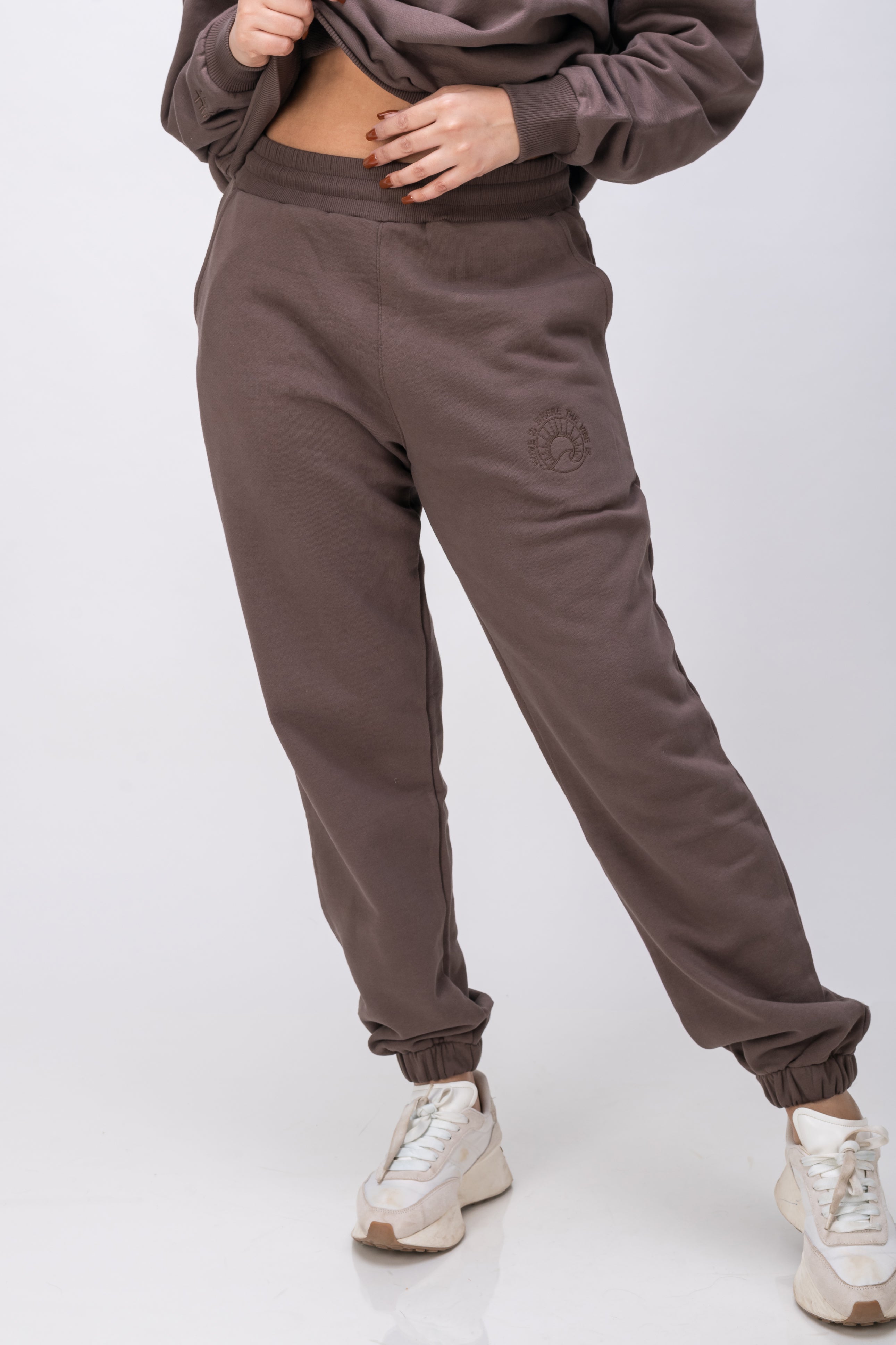 Organic Cotton Chunky Knit Wellness Jogger Pants - Comfortable Lounge Pants for Women, Chocolate Brown - Perfect for Yoga, Meditation & Relaxation at Home