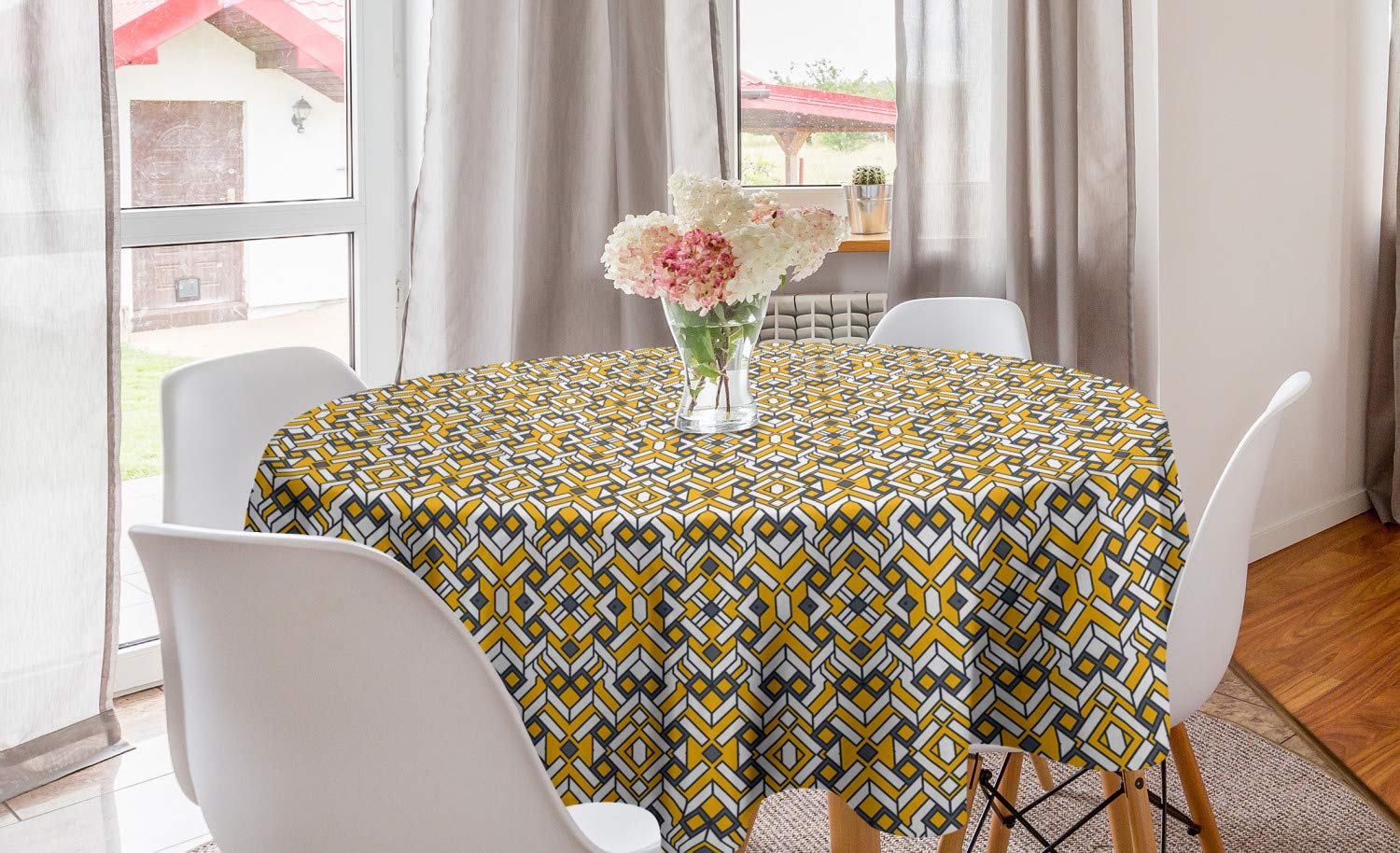 Ambesonne Geometric Round Tablecloth 60