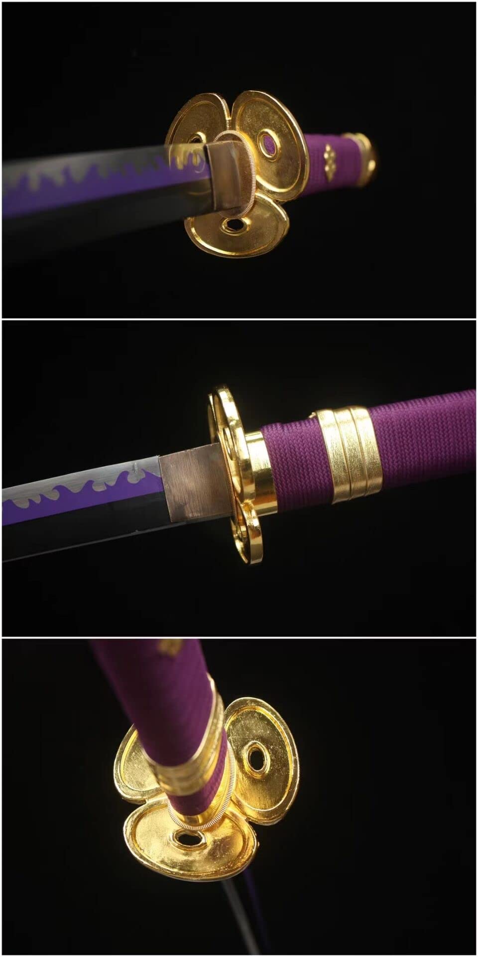 Sharp One Piece Roronoa Zoro Enma Katana - 1045 Carbon Steel Purple Blade Japanese Anime Cosplay Sword - Perfect for Cosplay, Halloween, and Anime Conventions