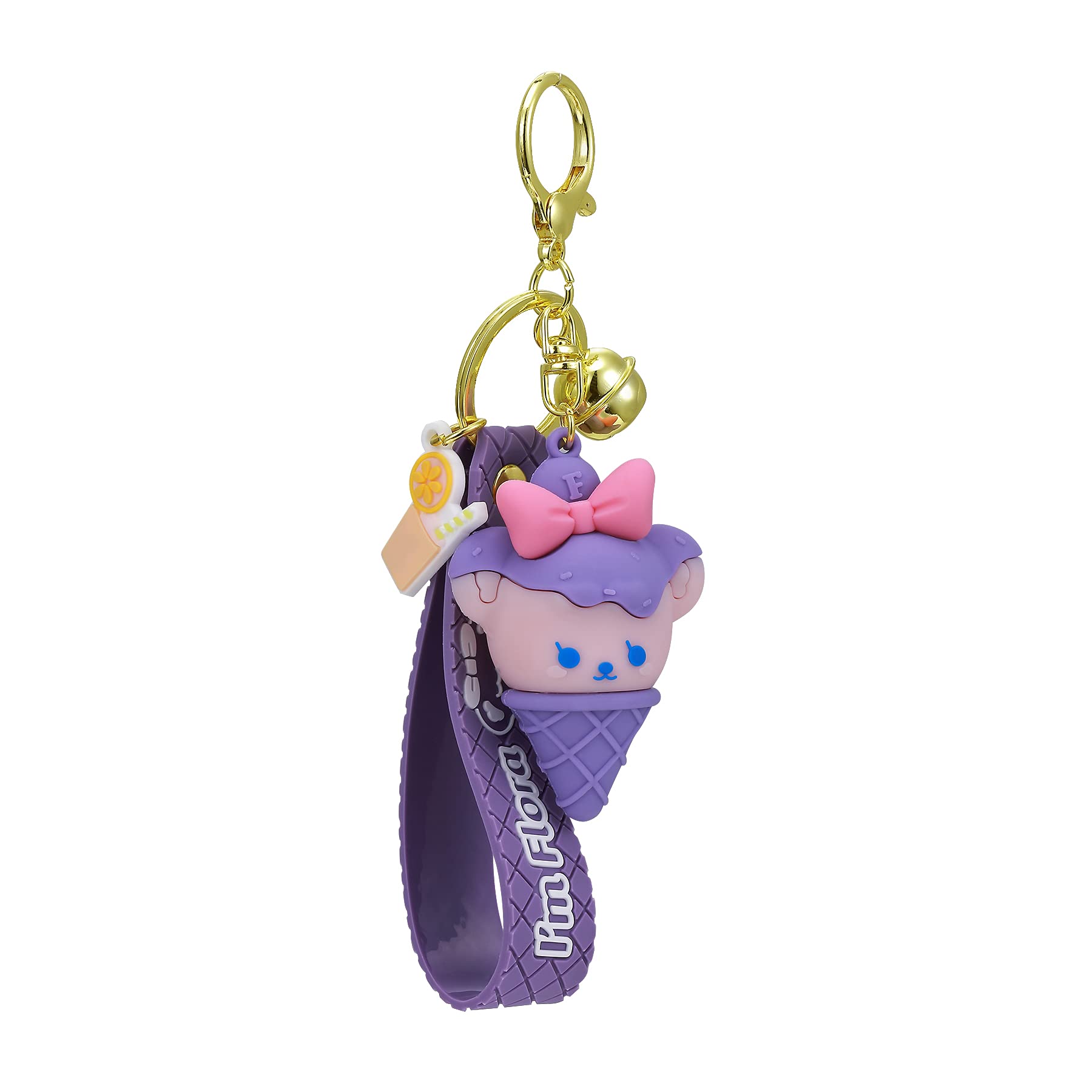 Cute Ice Cream Girl Keychain - Adorable Jewelry Keyring for Car Keys, Coins & Mobile Phone - Perfect Gift for Girls & Teens - Great for Backpacks, Purses & Everyday Use