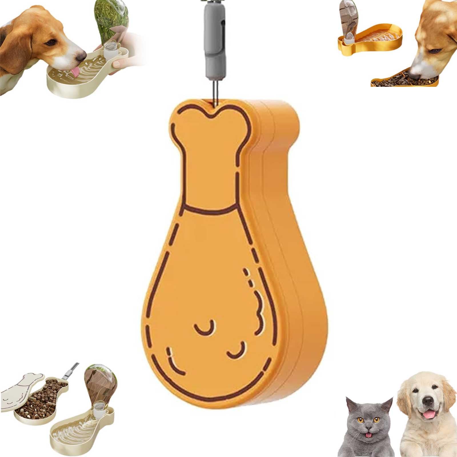 2-in-1 Pet Travel Food & Water Container - Portable Chicken Leg Shaped Bowl for Dogs & Cats | Perfect for Hiking, Camping & Road Trips