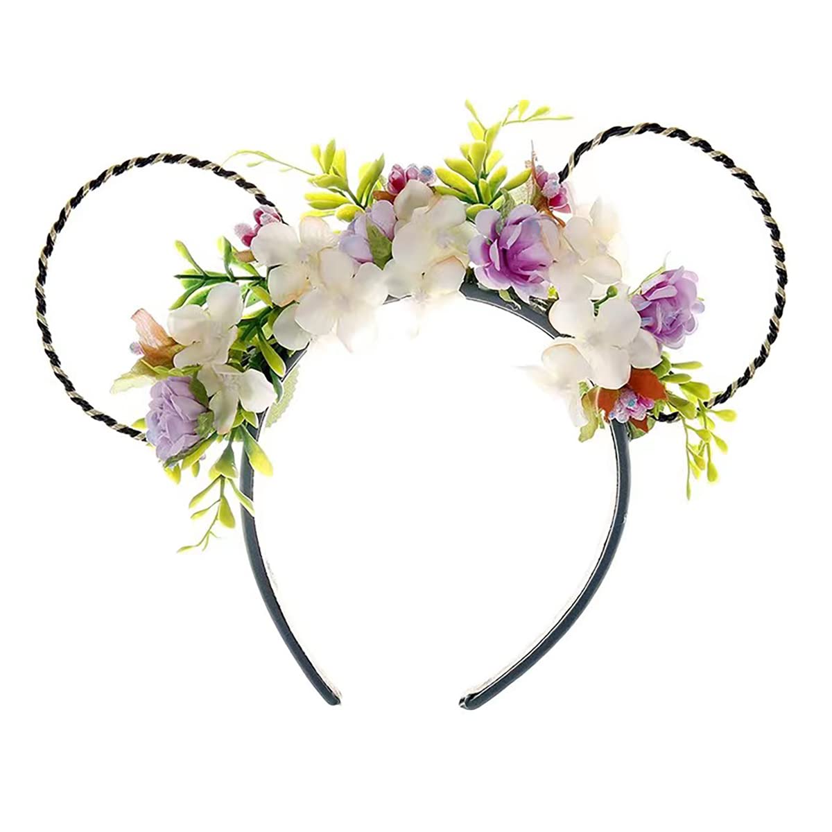 Disney Style Mouse Ears Headbands for Women & Girls - Fabric Wreath Crown Hair Accessories for Cosplay, Weddings, Parties & Festivals - Perfect for Disney Trips, Birthday Celebrations & Themed Events