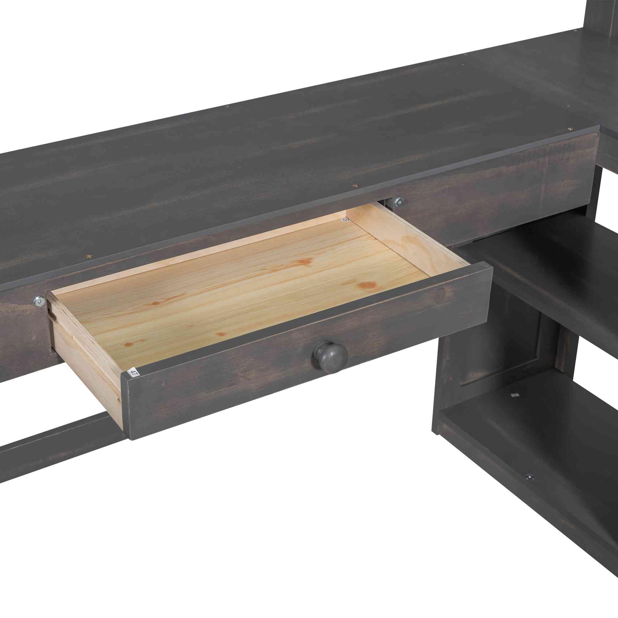 Twin Loft Bed with Storage & Desk - Solid Wood Space Saver for Kids Bedroom & Dorm