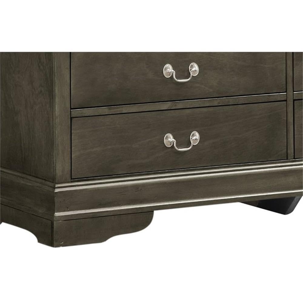Glory Furniture Louis Phillipe 6-Drawer Gray Dresser - Perfect for Bedroom Storage & Organization