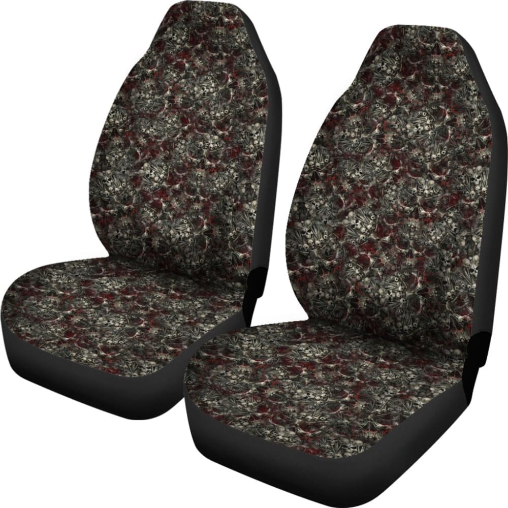 2 Pcs Sugar Skulls Day of The Dead Seat Covers - Durable Car Seat Protectors for Halloween, Dia de Los Muertos, and Mexican Themed Decorations - Perfect for Cars, Trucks, and Motorcycles
