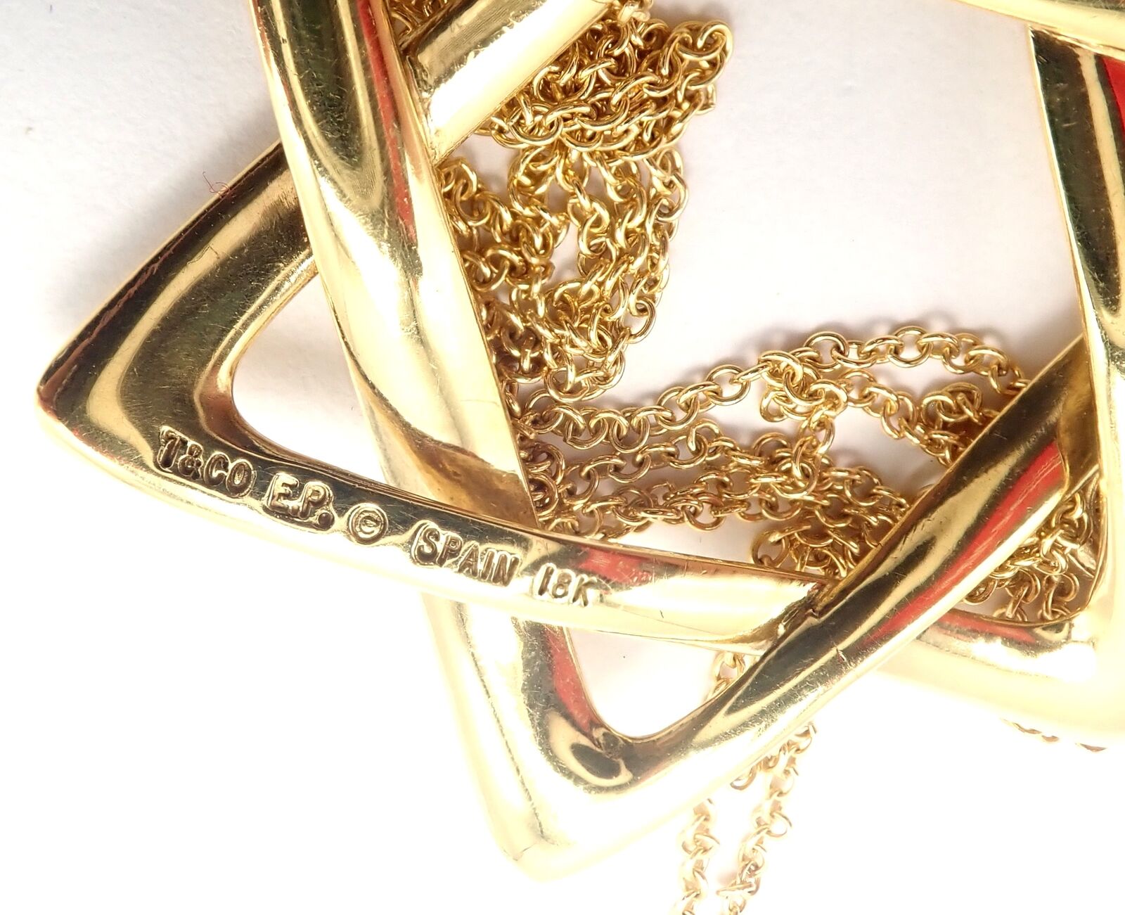 Authentic Tiffany & Co Peretti 18k Gold Large Star of David Pendant Necklace - Elegant Jewish Jewelry for Special Occasions & Gifts