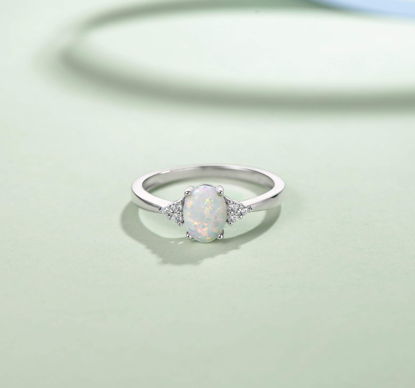FANCIME Sterling Silver Birthstone Rings for Women - Created Opal, Garnet, Ruby Engagement Rings | Fine Jewelry Gift for Mom, Wife, Girlfriend | Sizes 4-10 | Perfect for Anniversaries, Valentine's Day & Special Occasions