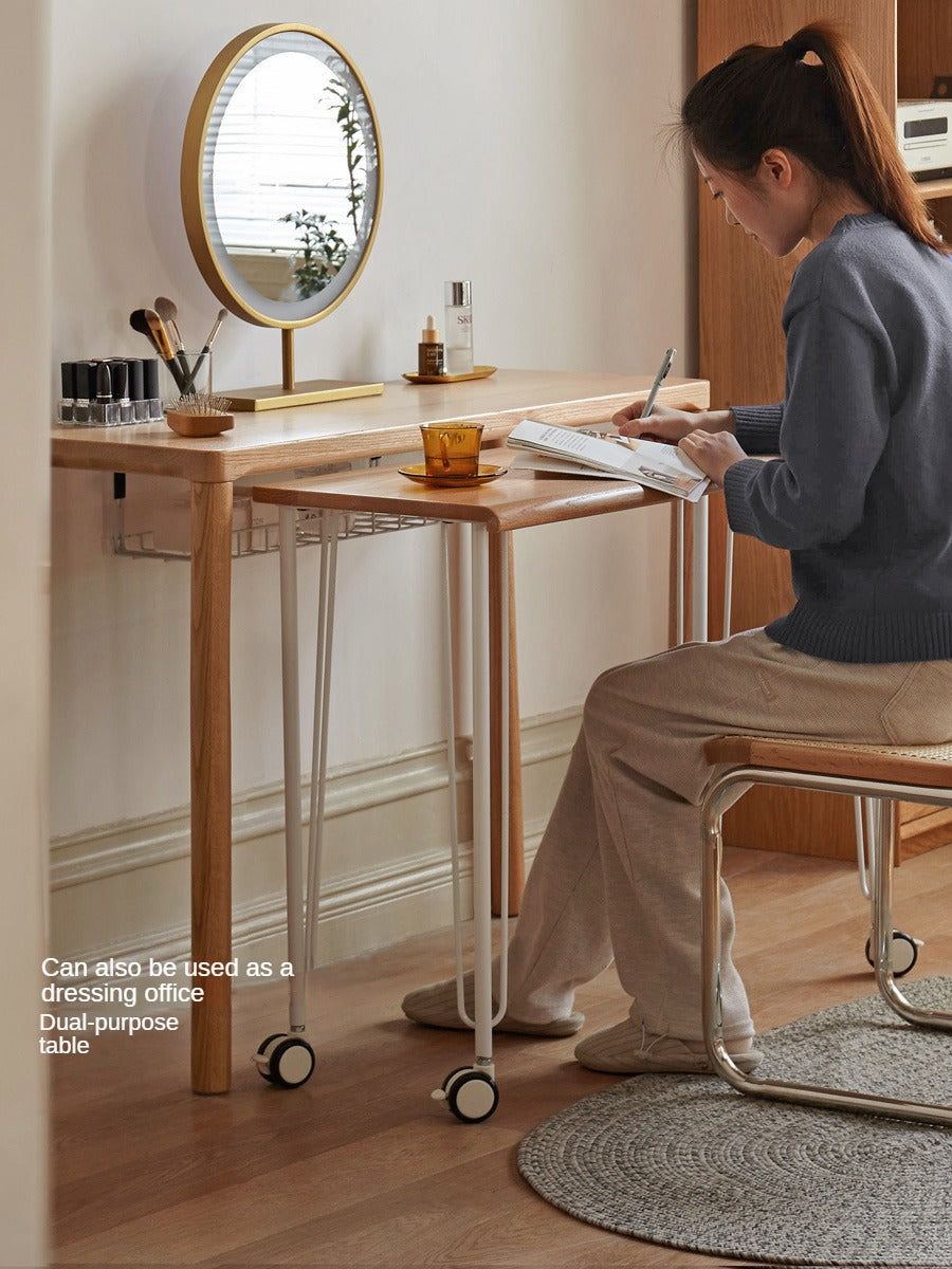Solid Oak Wood Two-Tier Stackable Office Desk - Perfect for Home Office, Workspace & Small Business Use