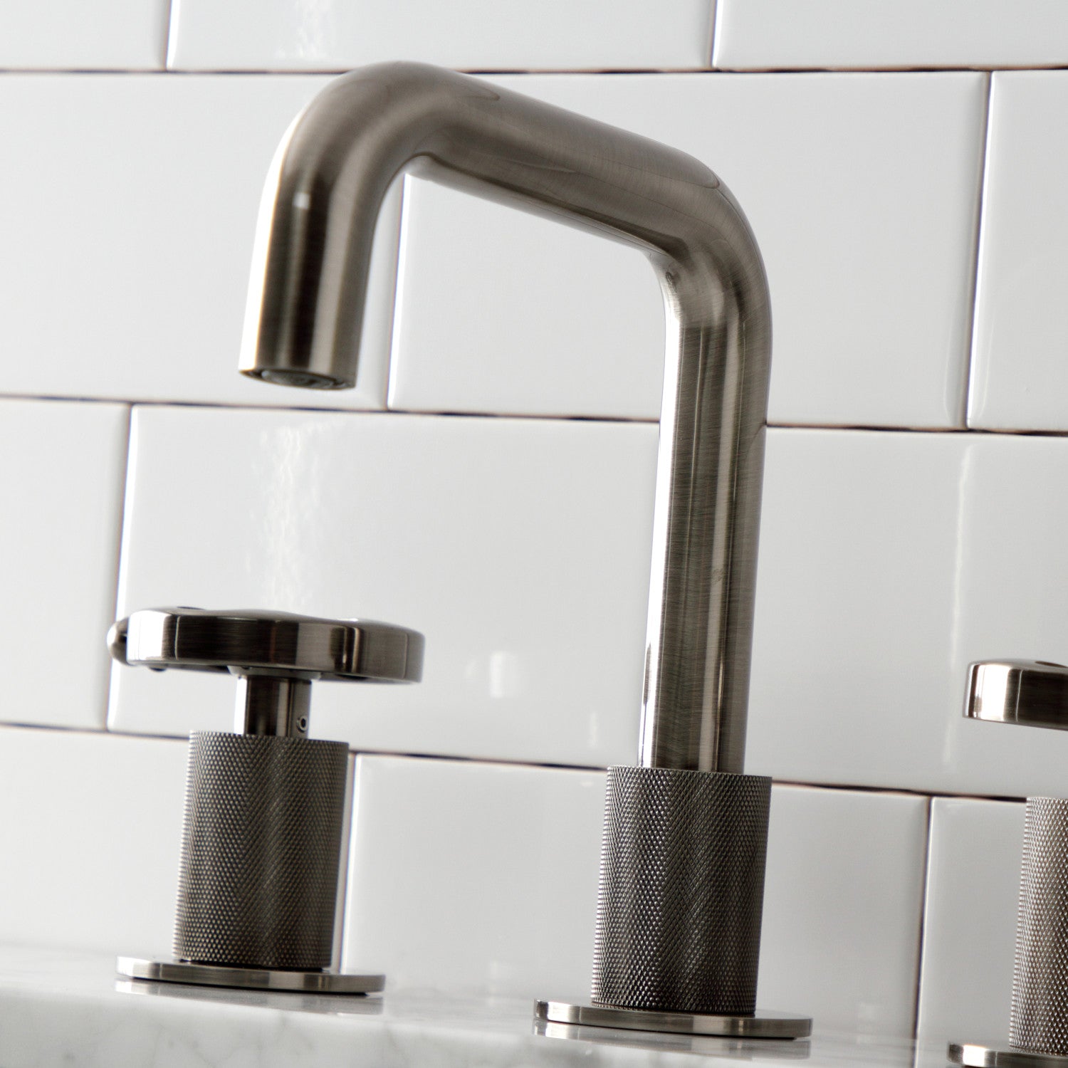 Belknap KS141BSSRX 3-Hole Widespread Bathroom Faucet with Push Pop-Up Drain - Black Stainless Steel Two Handle Deck Mount Sink Faucet for Bathroom Vanity & Powder Room Upgrade
