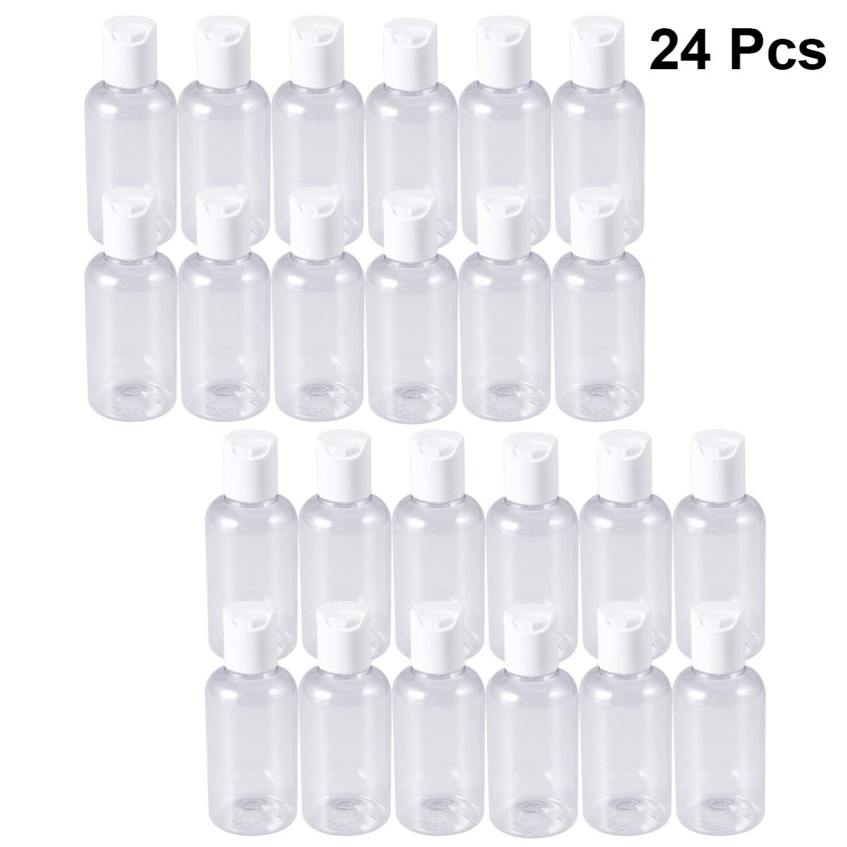 HEALLILY 24-Piece Travel Spray Bottle Set - Refillable Leak-Proof Toiletry Containers for Shampoo, Lotion & Hand Soap - Mini White Flip Top Bottles Perfect for Air Travel, Gym & Camping Essentials