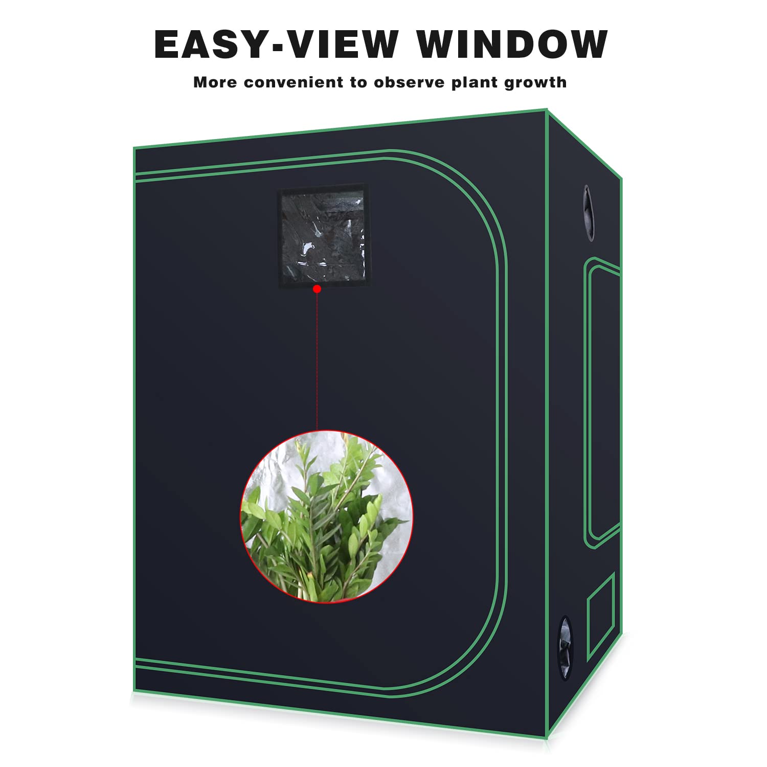 600D Mylar Reflective 60x60x80 Inch Hydroponic Grow Tent - Indoor Plant Greenhouse with Observation Window & Removable Floor Tray for Vegetables, Flowers, Herbs | Perfect for Home Gardening, Indoor Farming, and Hydroponic Systems