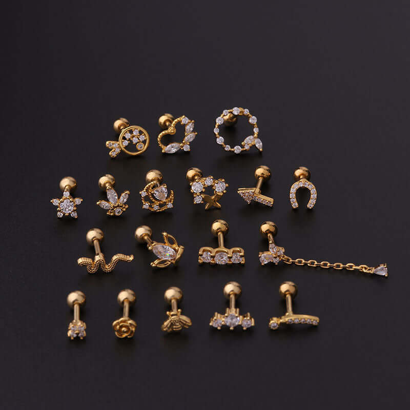 16G Bumble Bee Conch Stud Helix Piercings - Hypoallergenic Surgical Steel Earrings for Cartilage, Tragus & Helix | Perfect for Everyday Wear & Unique Style