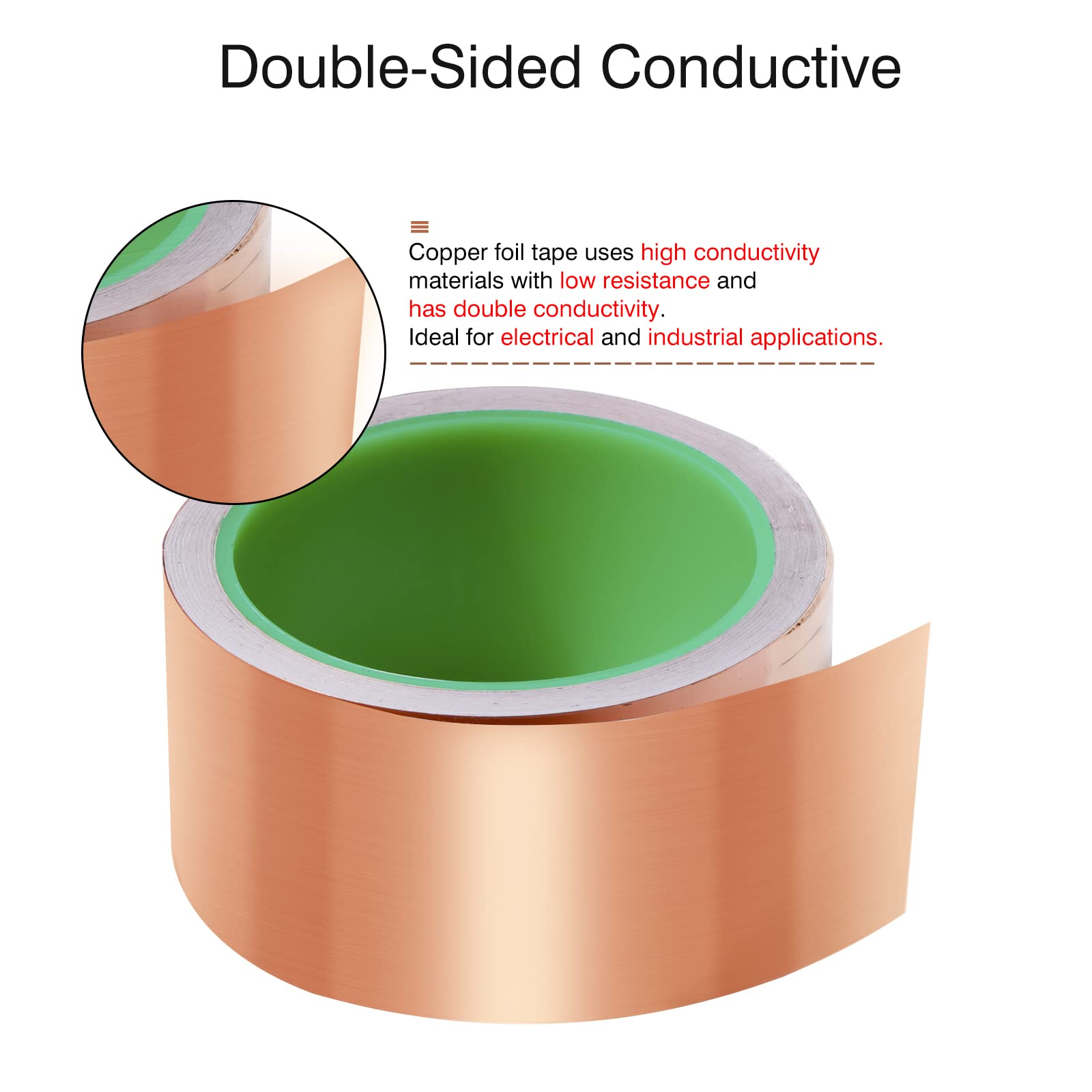 2 Inch Copper Tape, 33 FT Double-Sided Conductive Adhesive Copper Foil Tape for Stained Glass, Guitar Repair, DIY Crafts, Electrical Repairs & EMI Shielding - Perfect for Art Projects, Soldering Work & Circuit Board Fixes