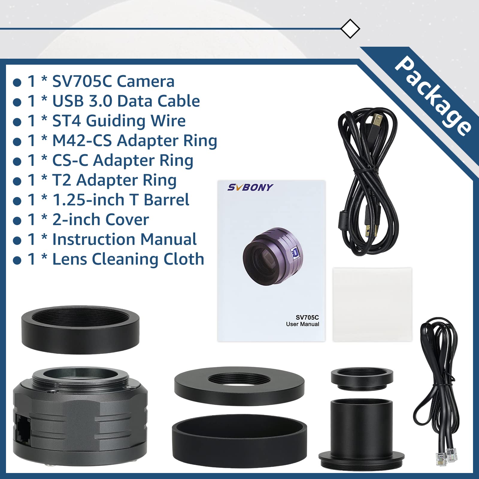 SVBONY SV705C IMX585 Sensor Astronomy Camera - USB 3.0 High Resolution Planetary Camera for Moon, Saturn & Deep Sky Astrophotography | Perfect for Stargazing, Celestial Photography & Astronomical Observation
