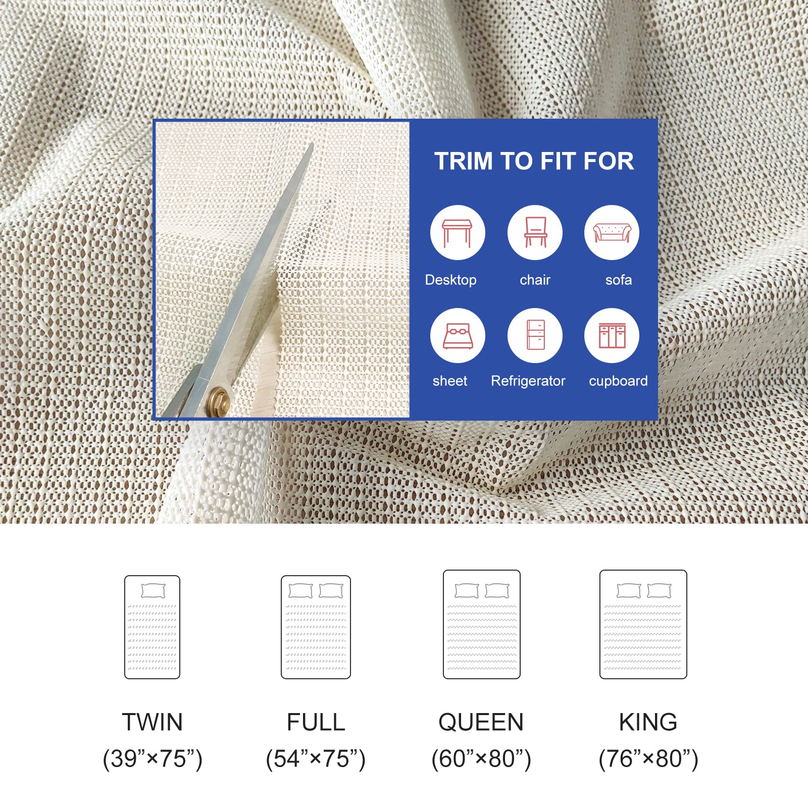 Non-Slip Mattress Gripper Pads - Queen Size Anti-Slide Mattress Stopper for Box Spring, Platform & Metal Bed Frames | Secure Your Mattress & Prevent Shifting (Perfect for Adjustable Beds, Memory Foam Mattresses & Guest Rooms)