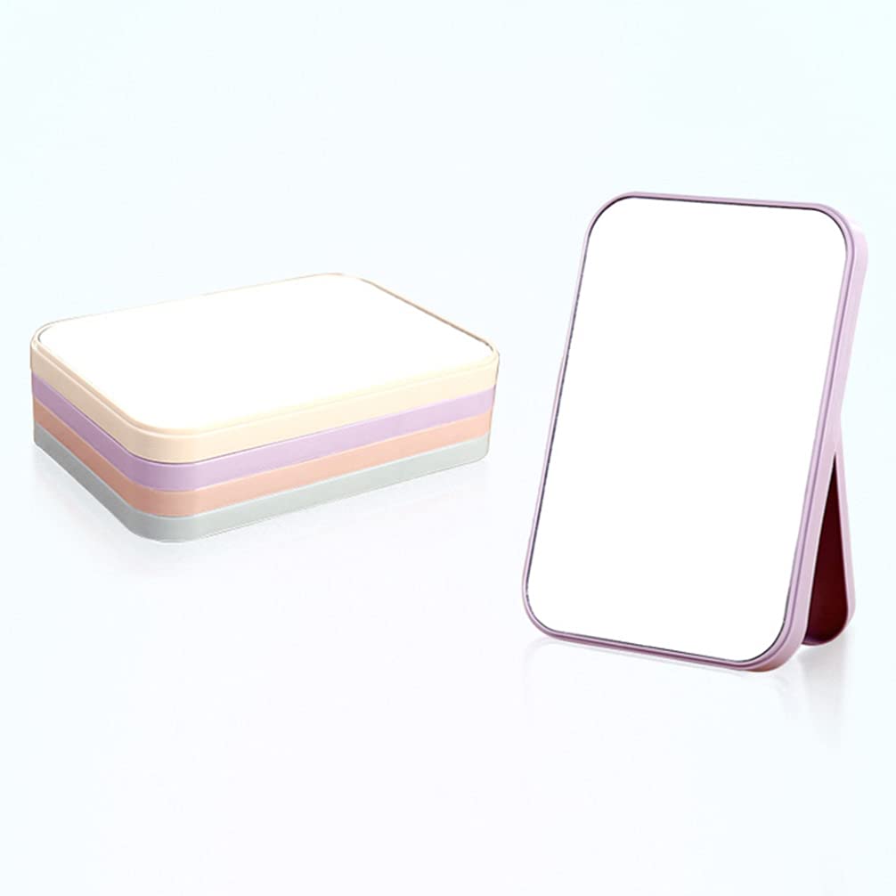 Uonlytech Foldable Square Vanity Mirror - Portable Makeup Mirror for Women, Compact Desk & Travel Cosmetic Mirror, Beige | Perfect for Home Dressing Table, Travel & Professional Makeup Artists