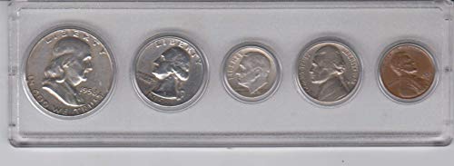 1958 Birth Year Coin Set - Half Dollar, Quarter, Dime, Nickel & Penny (5 Coins) in Plastic Display Case | Vintage Coin Collection for Birthdays, Anniversaries & Gifts