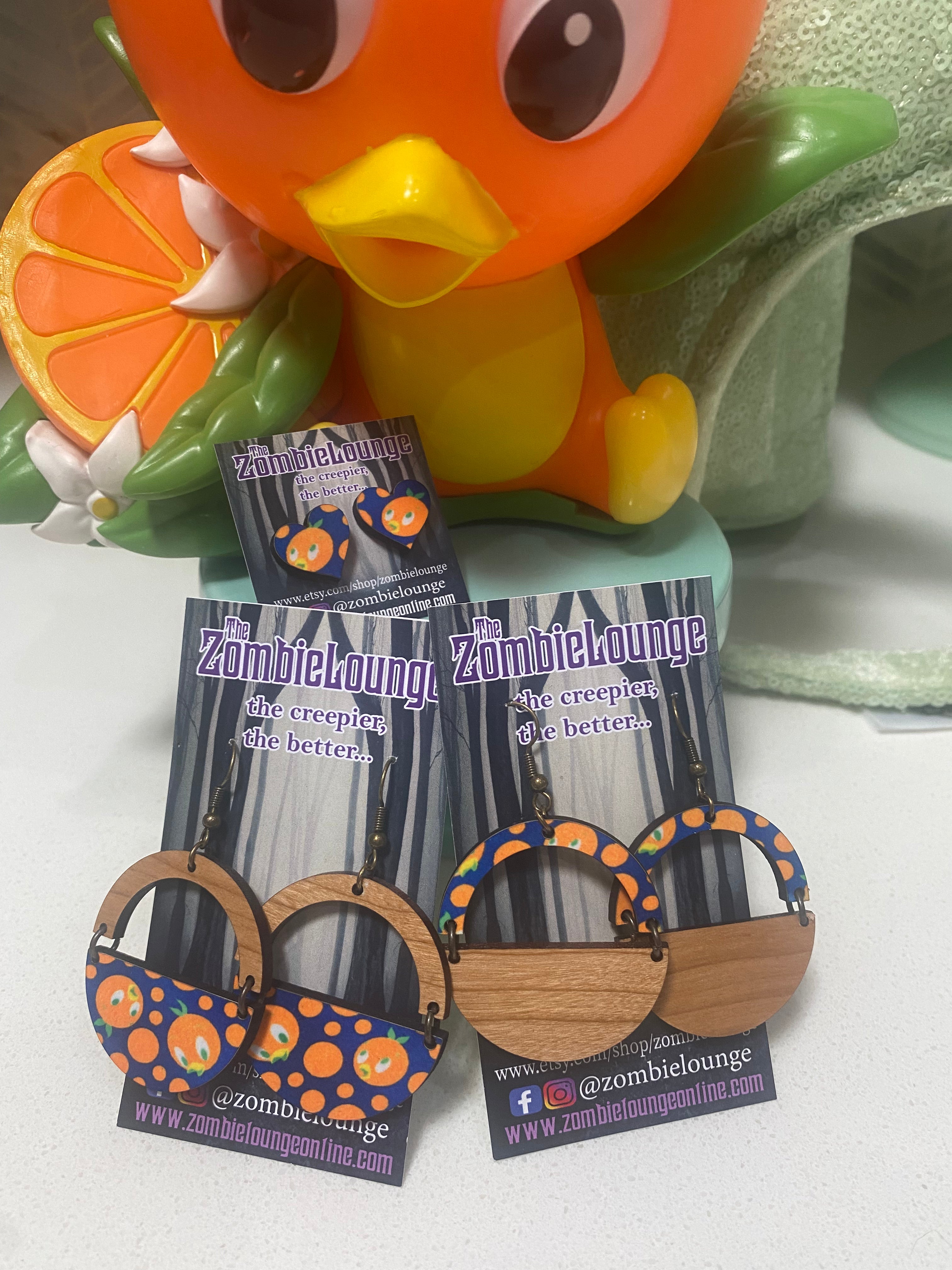 Handmade Orange Bird Wooden Earrings - Boho Chic Dangle Earrings for Women - Lightweight & Hypoallergenic - Perfect for Festivals, Parties & Everyday Wear