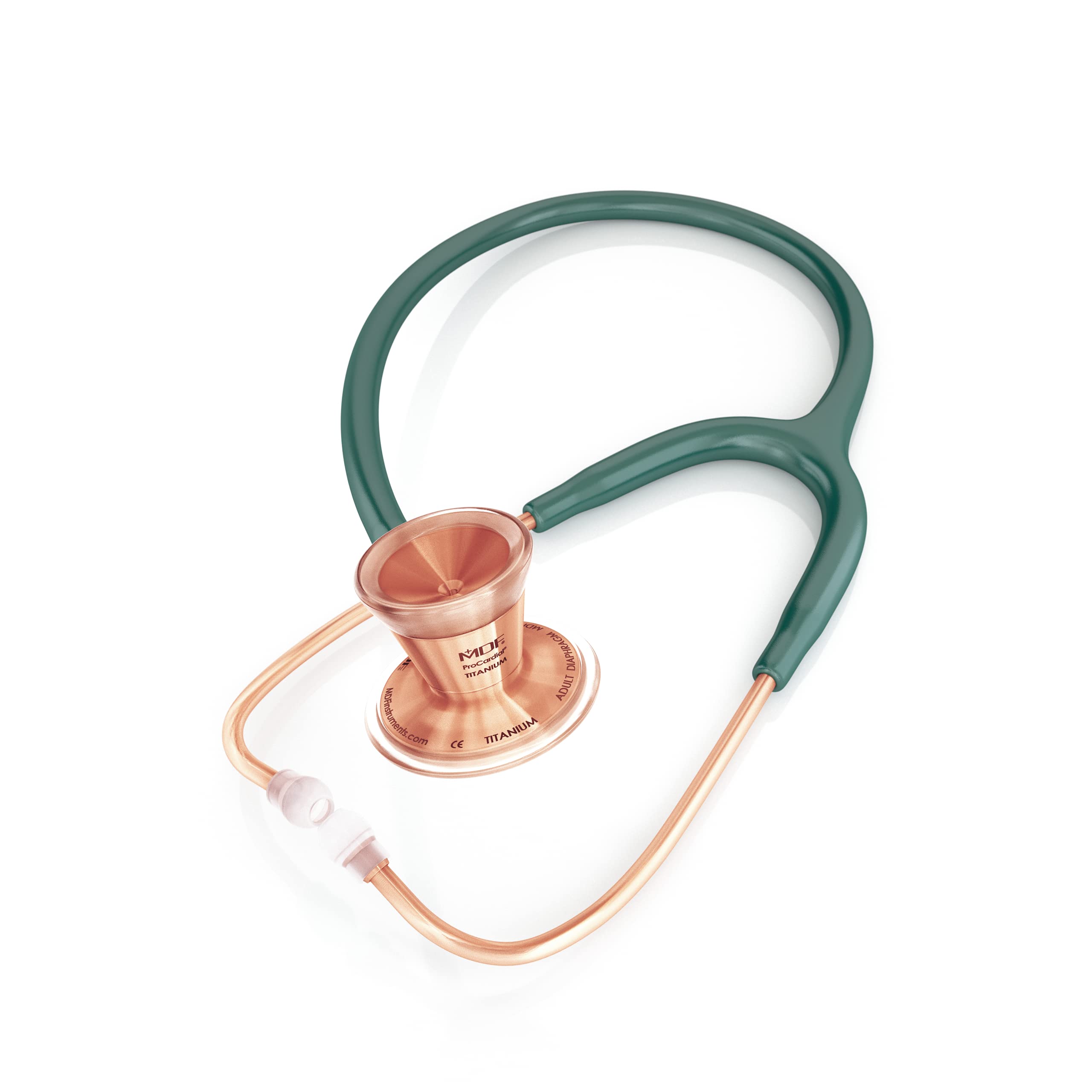 Premium MDF ProCardial Cardiology Stethoscope - Lightweight Titanium Dual Head for Adults | Emerald Green Tube & Rose Gold Chestpiece (MDF797TRG21) | Ideal for Medical Professionals, Nurses & Students in Hospitals & Clinics