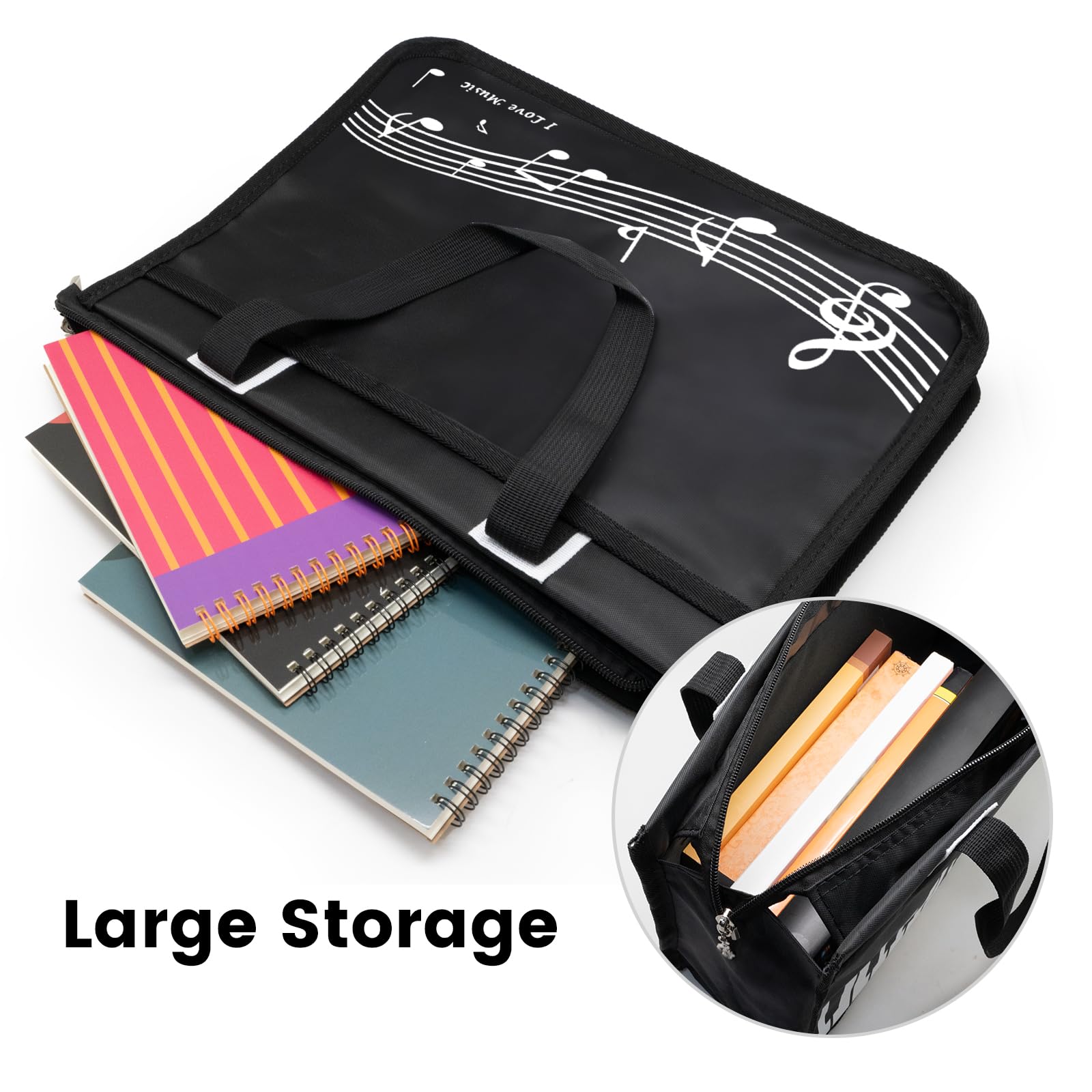BestSounds Waterproof Zippered Piano Bag - Durable Music Book Tote for Piano Accessories, Perfect for Students, Kids & Women - Great Musician Gift (Black) - Ideal for Piano Lessons, Music School & Travel