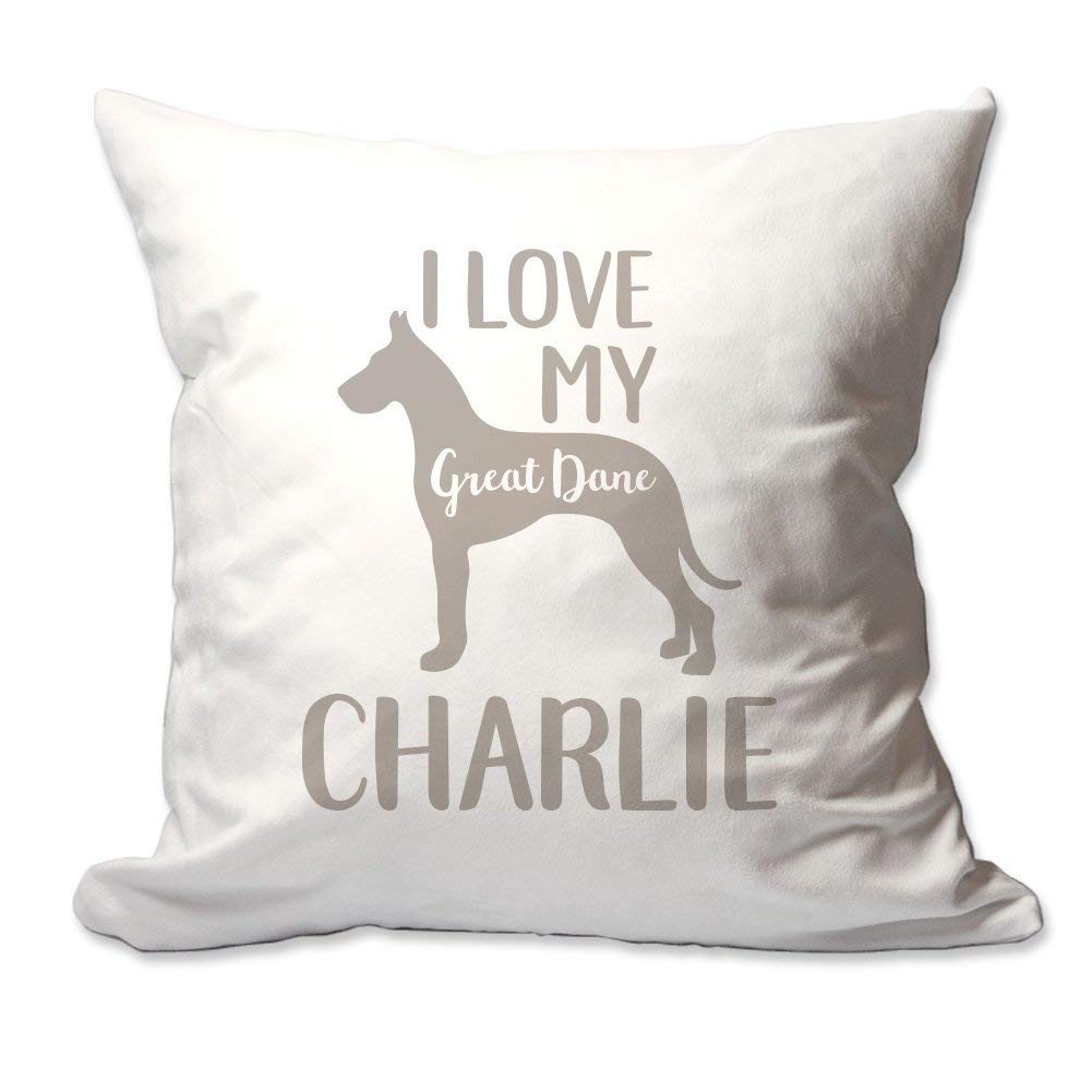 Personalized I Love My Great Dane Throw Pillow Cover - 17x17 Inch Decorative Dog Lover Gift - Soft Polyester Pillow Case (No Insert) - Perfect for Home Decor, Living Room, Bedroom & Pet Lover Gifts