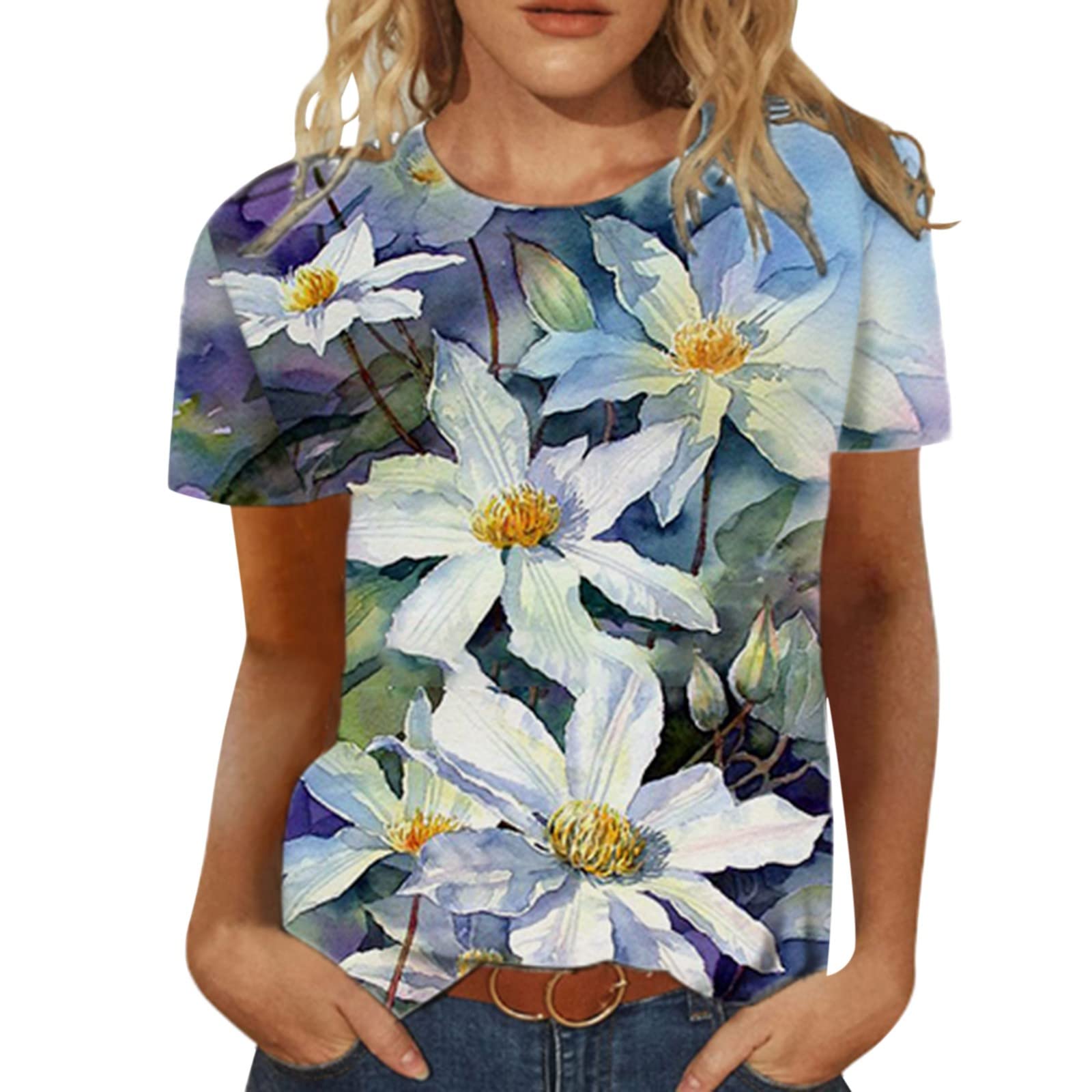 Women's White Summer Tops - Casual V-Neck Split Blouse Loose Tunic Short Sleeve Shirt for Beach, Office & Everyday Wear