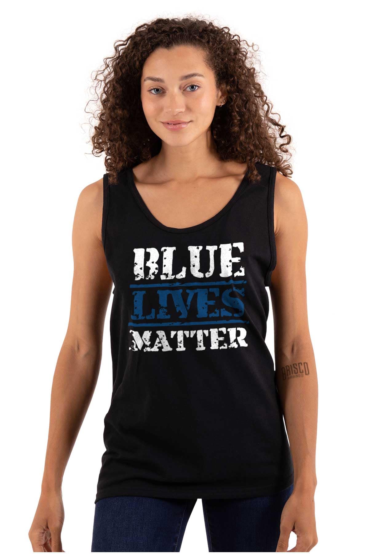 Distressed Pro Police Supporter Tank Top for Men & Women - Patriotic Graphic Tee for Law Enforcement Supporters | Casual Wear, Rally Outfits & American Pride Apparel