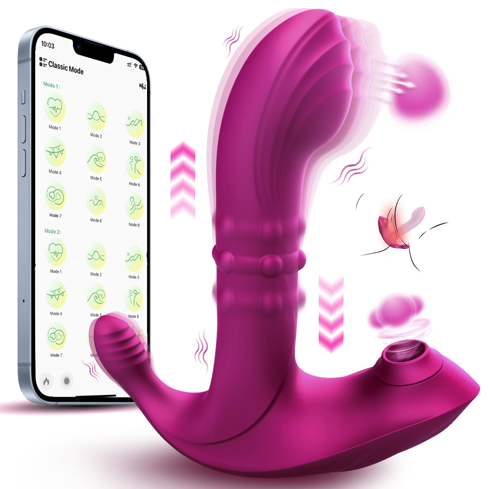 Premium Rechargeable Vibrator for Women - 26 Patterns & 20 Speeds APP Controlled Thrusting Dildo with Clitoral Stimulator | G-Spot Massager for Solo Play & Couples Use | Waterproof Adult Toy for Enhanced Pleasure