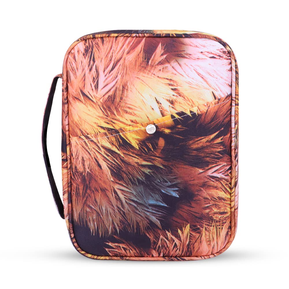 Women's Bible Cover with Carrying Handle & Zipper Pocket - Floral Leaf Pattern Book Cover Case for Mom, Ladies, Teens & Girls | Perfect for Church, Bible Study & Travel