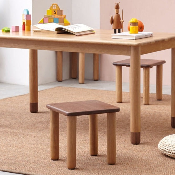 Solid Oak & Black Walnut Kids Small Stool - Durable Wooden Step Stool for Children - Perfect for Bathroom, Kitchen, and Playroom Use