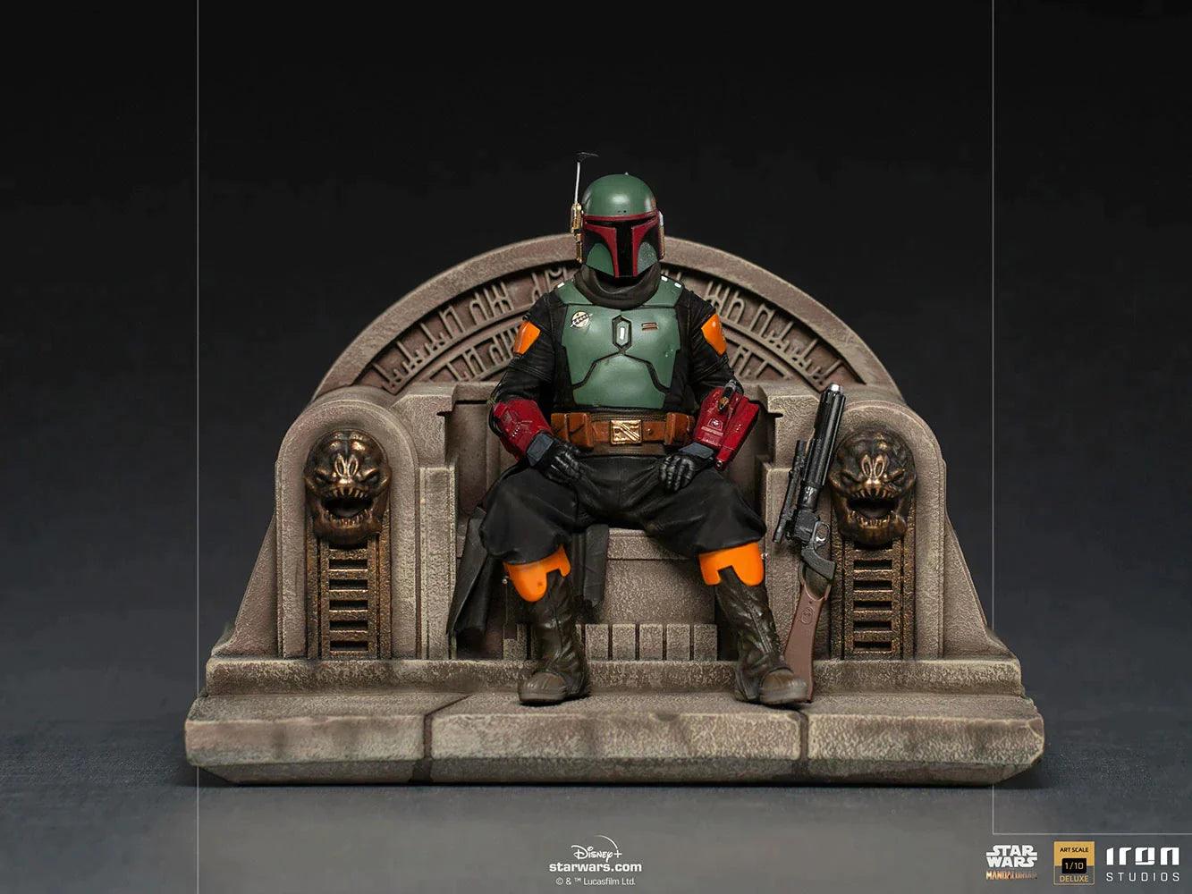 Iron Studios The Mandalorian Boba Fett on Throne Deluxe Art Scale 1/10 Statue - Premium Collectible for Star Wars Fans, Home Decor & Display