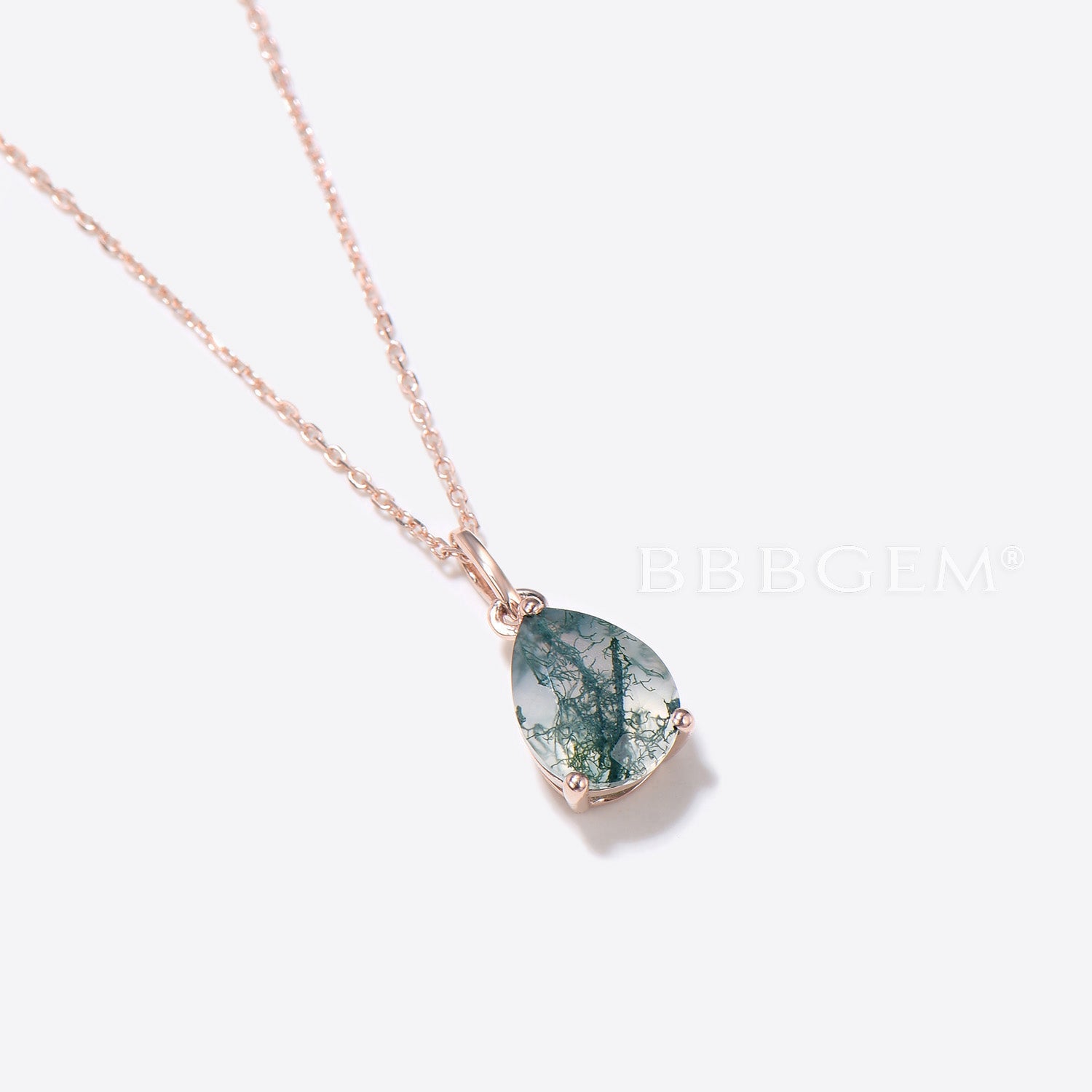 Pear Shaped Moss Agate Necklace - Teardrop Green Agate Pendant Jewelry for Women, Nature Inspired Gemstone Gift for Her, Perfect for Weddings & Boho Fashion