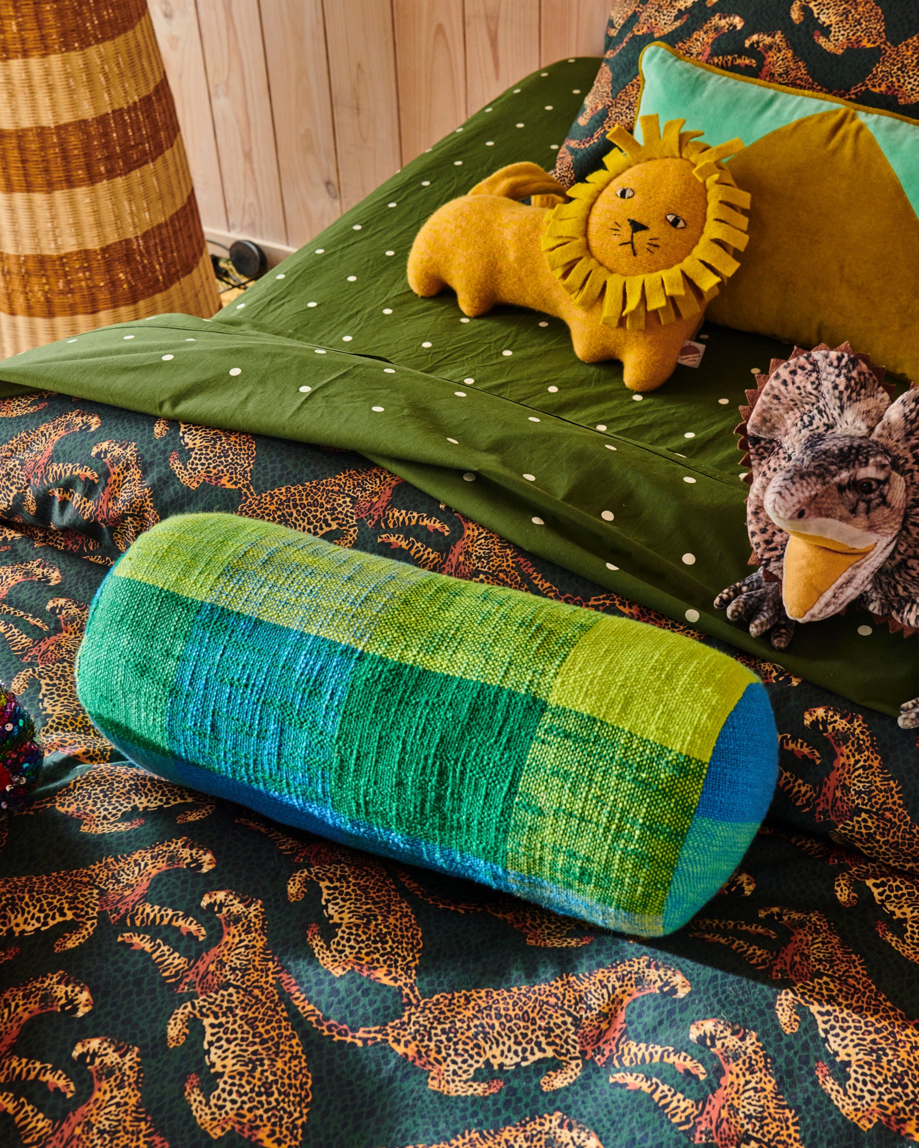 Festival Woven Bolster Pillow - Decorative Bohemian Floor Cushion for Living Room, Bedroom, or Outdoor Patio Use