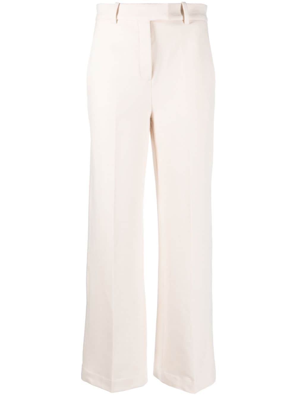 Circolo 1901 Women's High-Waisted White Trousers - Comfortable Stretch Dress Pants for Office, Business & Formal Occasions
