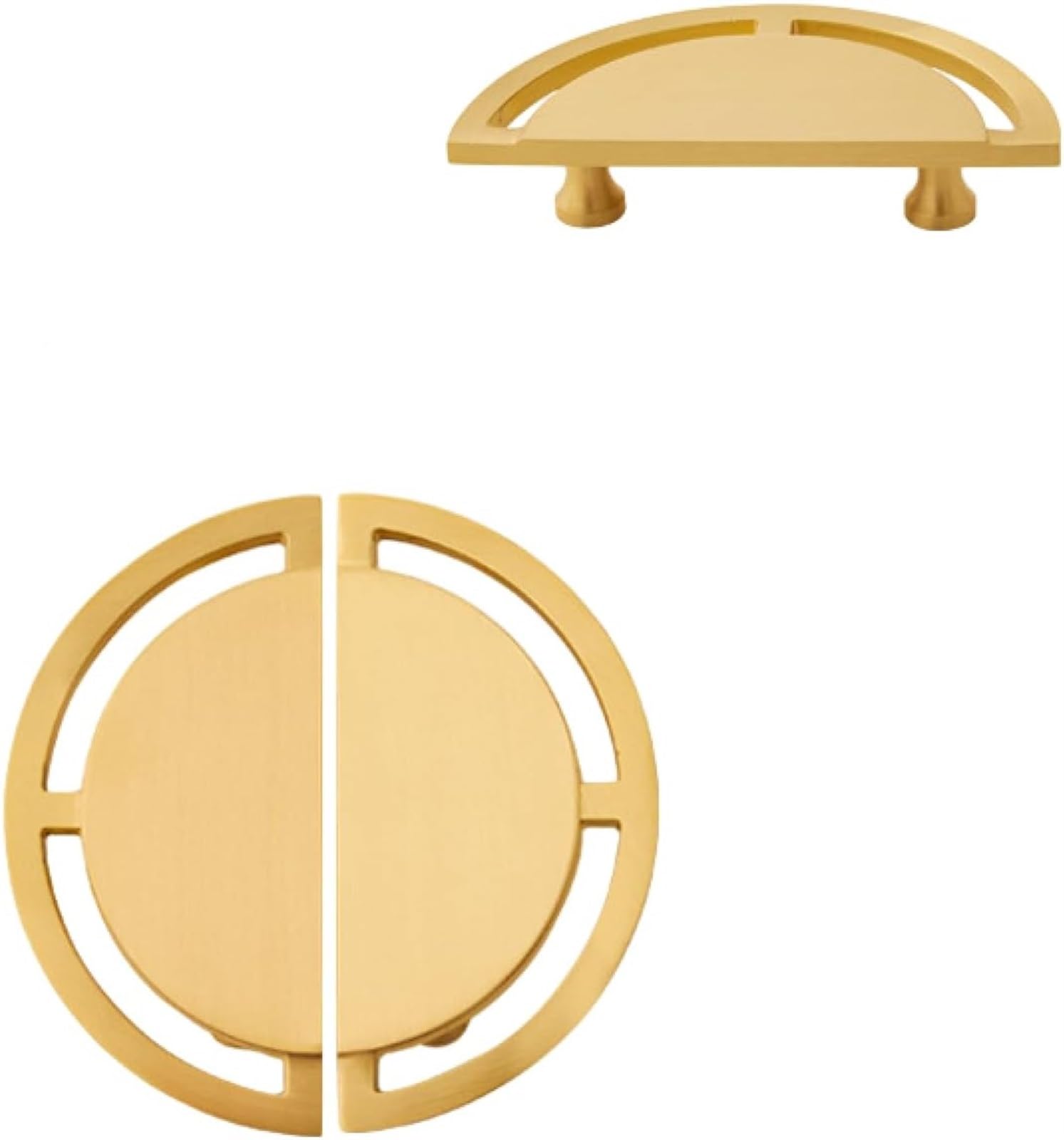 Vintage Chinese Style Satin Brass Cabinet Knobs & Drawer Pulls - Antique Gold Small Handles (140mm Diameter, Pair) for Kitchen Cabinets, Dressers, Shoe Cabinets & Wine Cabinets
