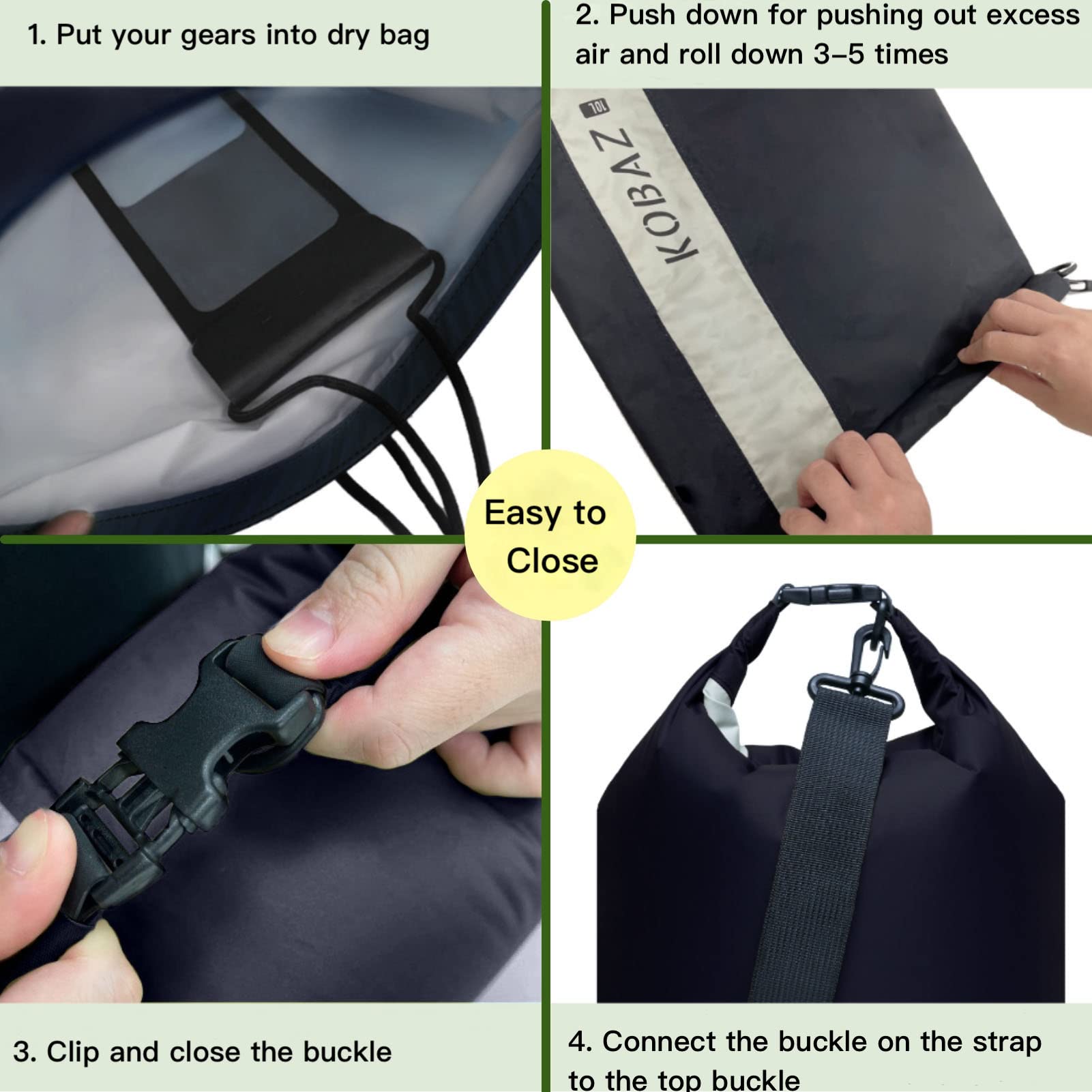 **10L/20L/35L Waterproof Dry Bag with Shoulder Strap - Ultra Lightweight Roll Top Dry Sack for Kayaking, Camping, Hiking & Beach - Waterproof Gear for Outdoor Adventures**