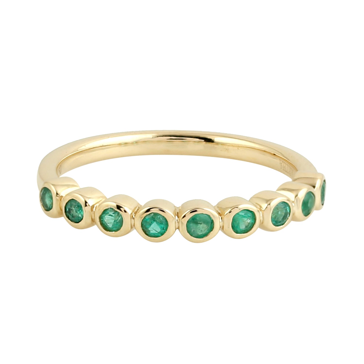 18K Yellow Gold Bezel Set Emerald Gemstone Band Ring for Women - Elegant Jewelry Gift for Anniversary, Birthday & Special Occasions