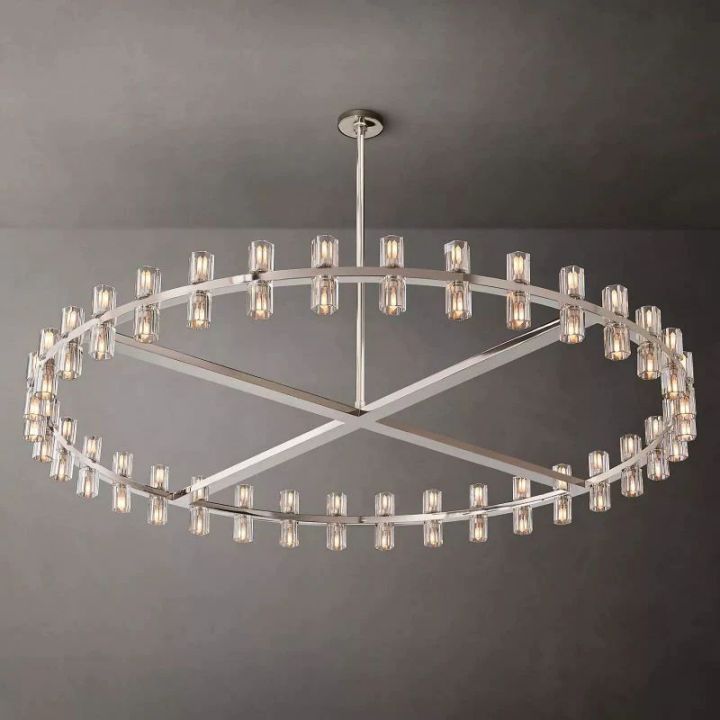 Elegant Aurora Wine Glass Round Chandelier - 60 Lights Crystal Dining Room Ceiling Fixture for Fine Dining & Luxury Home Decor