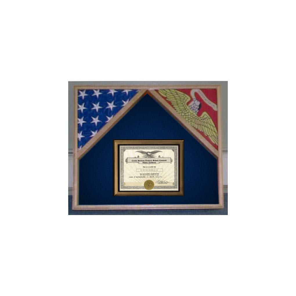 Military Flag Display Case for 2 Flags with Certificate Holder - Oak, Walnut, Cherry & Black Cherry Wood Finish - Perfect for Honoring Veterans & Military Memorials at Home or Office