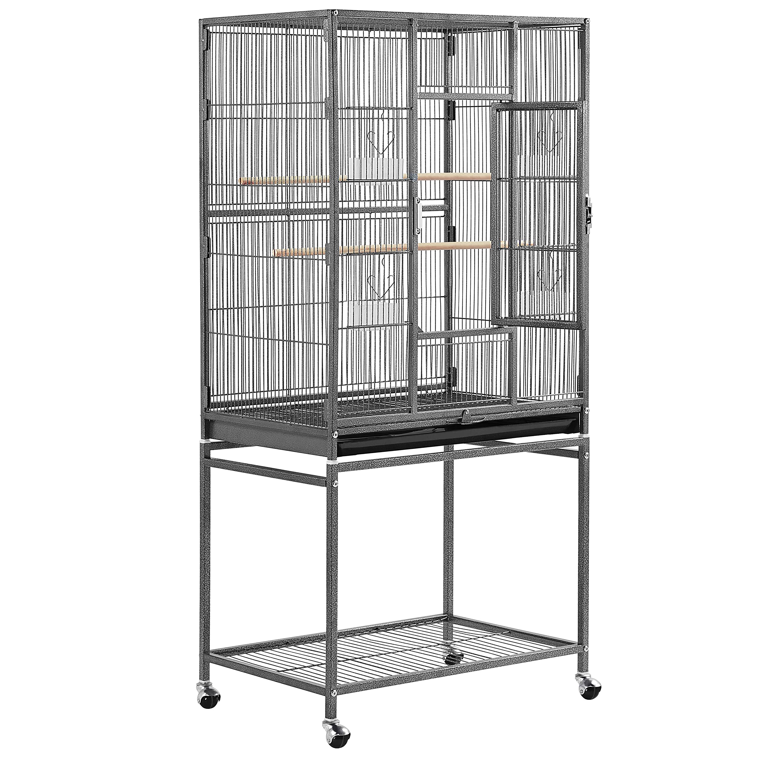 Topeakmart 53.7-inch Wrought Iron Bird Cage with Stand - Large Aviary for Parrots, Cockatiels, Conures, Parakeets, Budgies & Finches | Perfect for Home, Garden or Pet Store Display